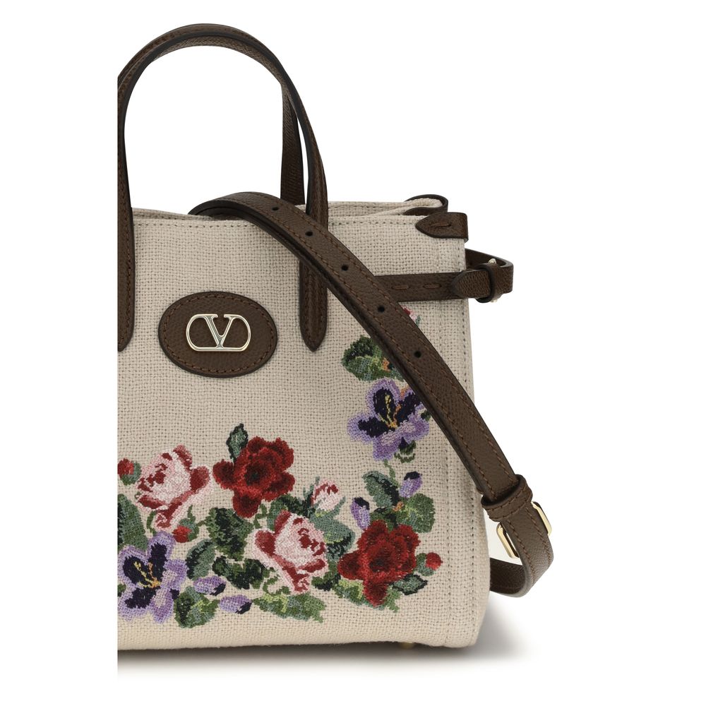 Valentino Garavani Beige Linen Shoulder Bag | Regal Royce