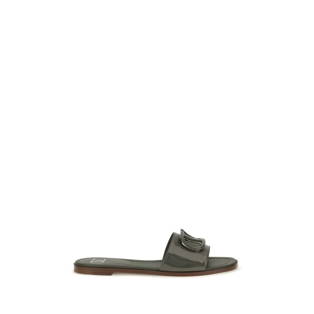 Valentino Garavani Bicolor Calf Leather Bos Taurus Flat Sandals | Regal Royce