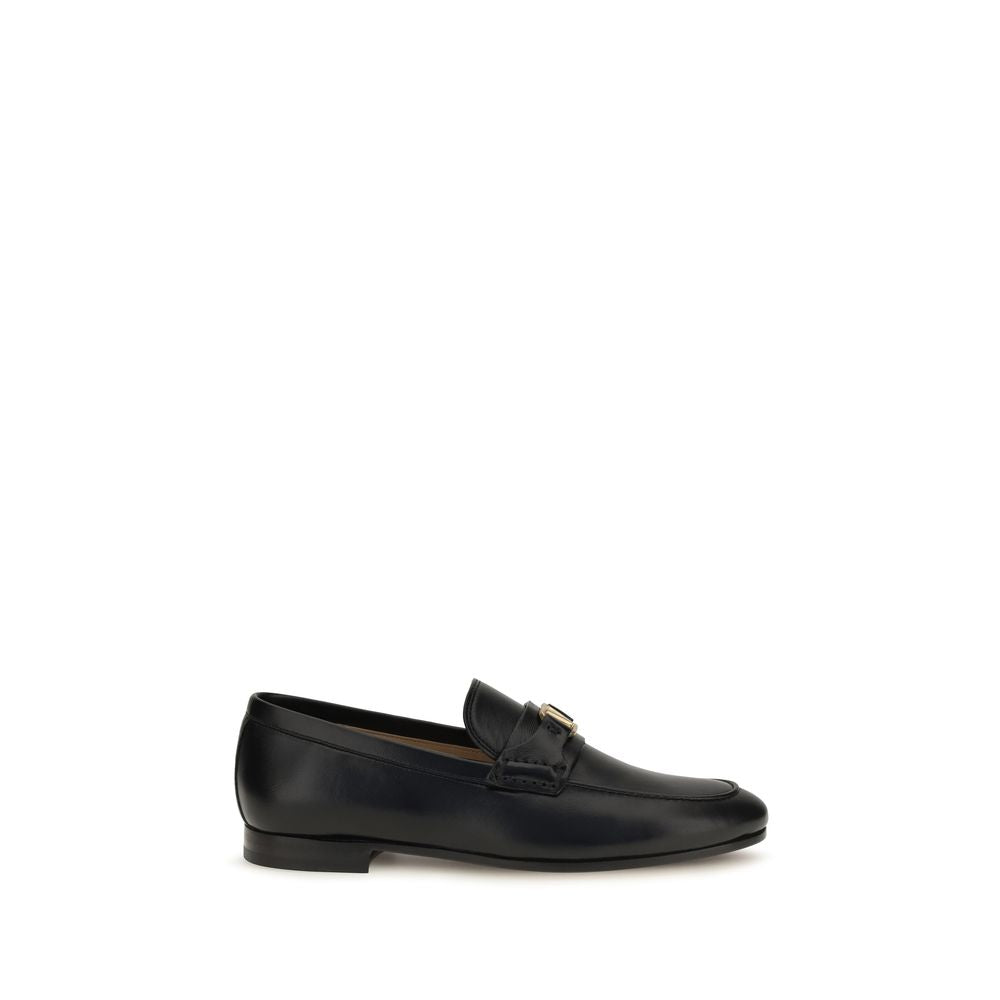 Valentino Garavani Black Calf Leather Bos Taurus Slip-On Loafers | Regal Royce