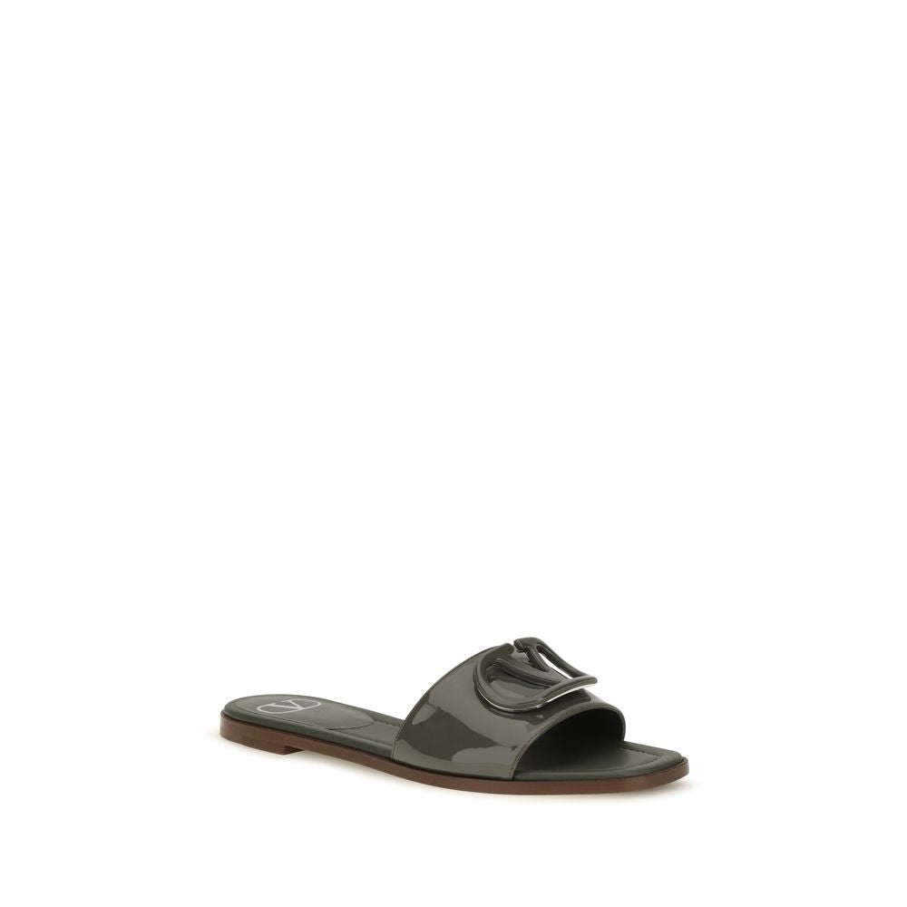 Valentino Garavani Bicolor Calf Leather Bos Taurus Flat Sandals | Regal Royce