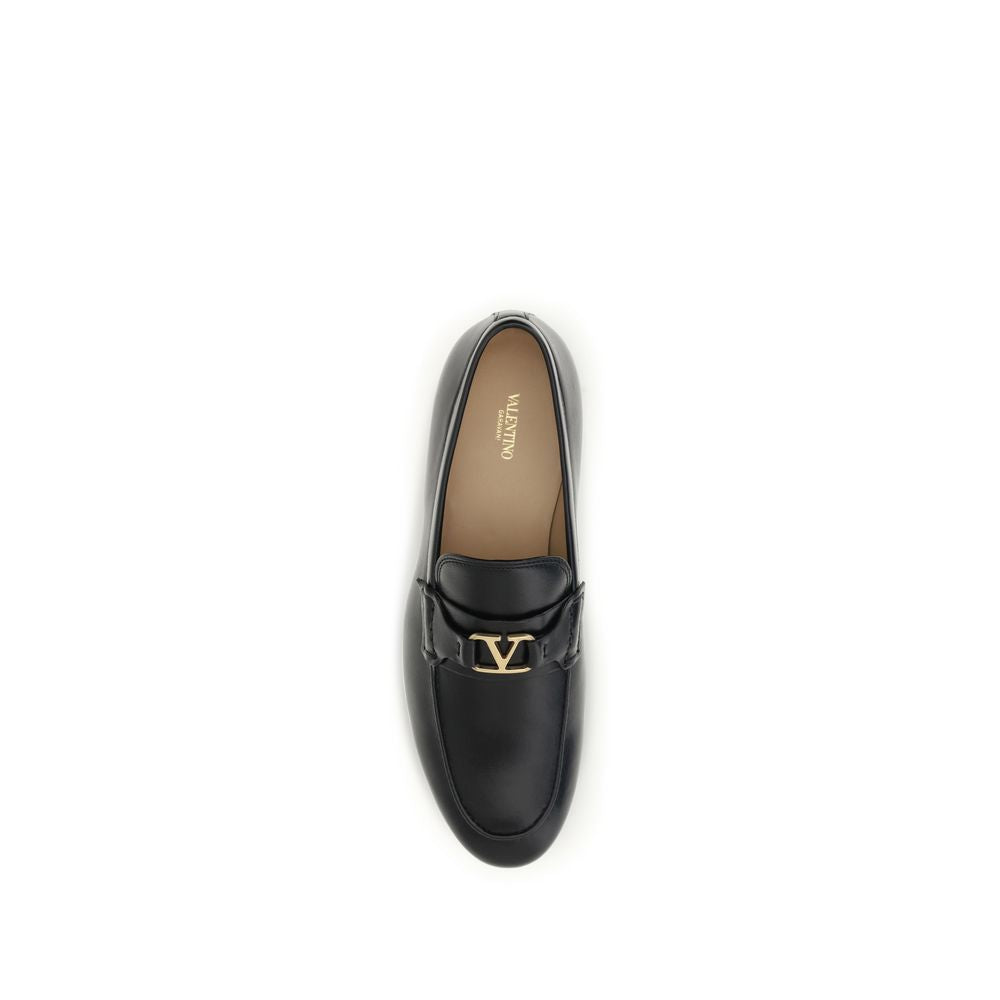 Valentino Garavani Black Calf Leather Bos Taurus Slip-On Loafers | Regal Royce