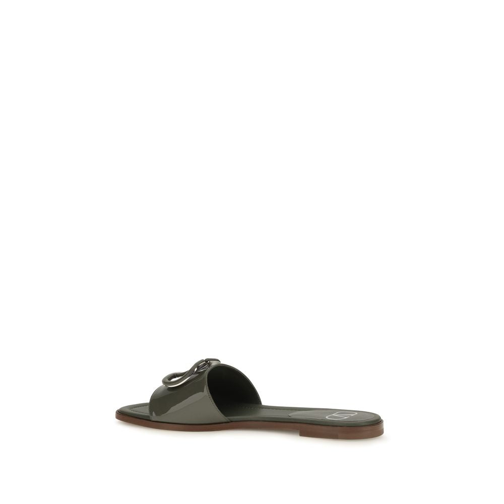 Valentino Garavani Bicolor Calf Leather Bos Taurus Flat Sandals | Regal Royce