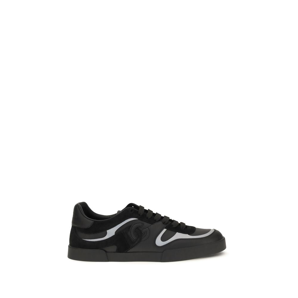 Dolce & Gabbana Black Calf Leather Bos Taurus Sneakers | Regal Royce