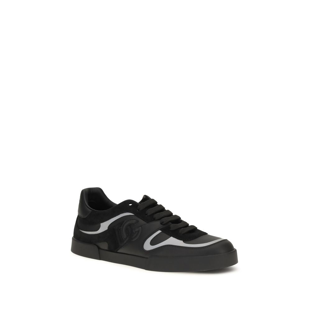 Dolce & Gabbana Black Calf Leather Bos Taurus Sneakers | Regal Royce