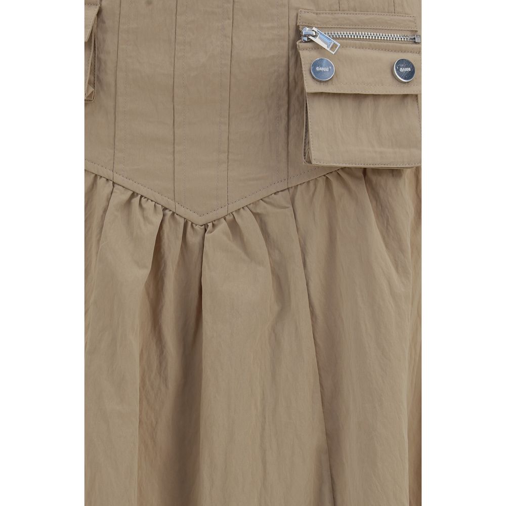 Ganni Beige Cotton Midi Skirt | Regal Royce