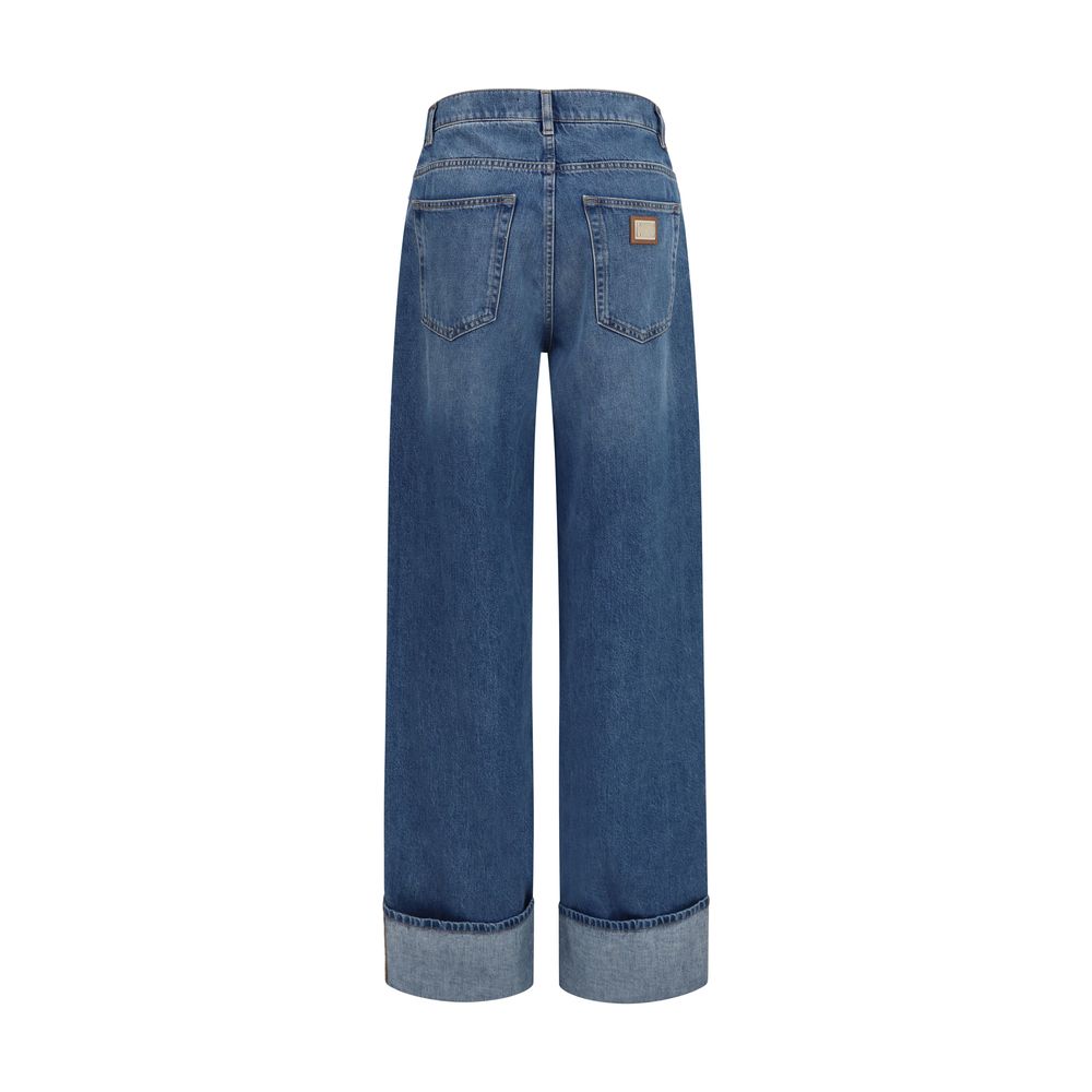 Dolce & Gabbana Blue Cotton Straight-Leg Jeans | Regal Royce
