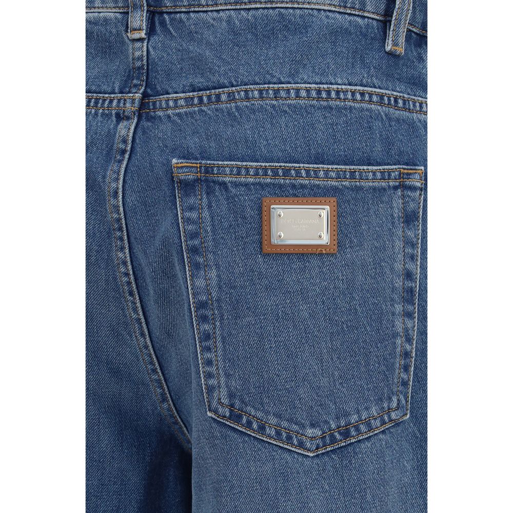 Dolce & Gabbana Blue Cotton Straight-Leg Jeans | Regal Royce