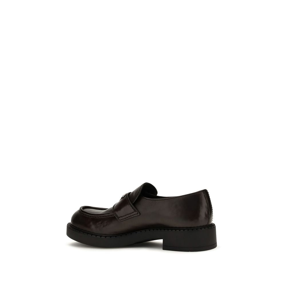 Prada Brown Calf Leather Bos Taurus Slip-On Loafers | Regal Royce