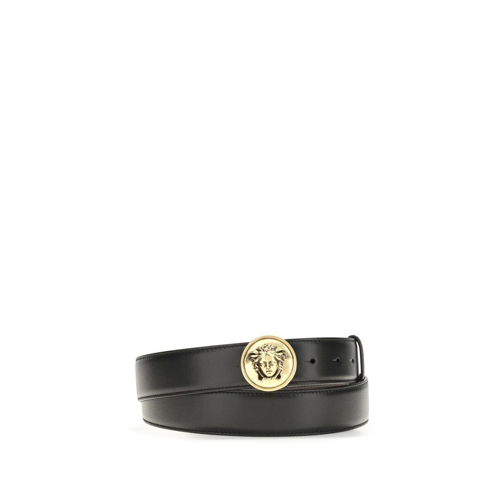 Versace Black Calf Leather Bos Taurus Regular Belt | Regal Royce