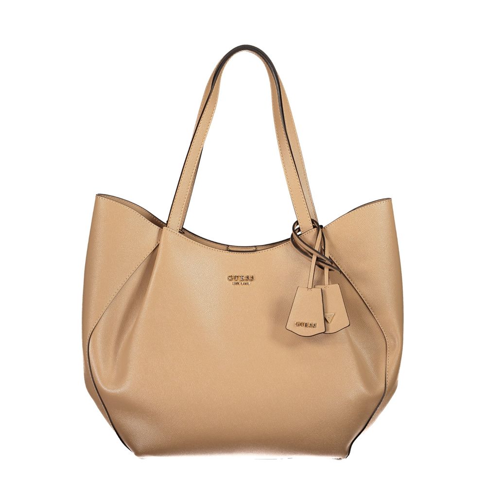 Guess Jeans Beige Polyurethane Women's Bag with Shoulder Handles | Regal Royce
