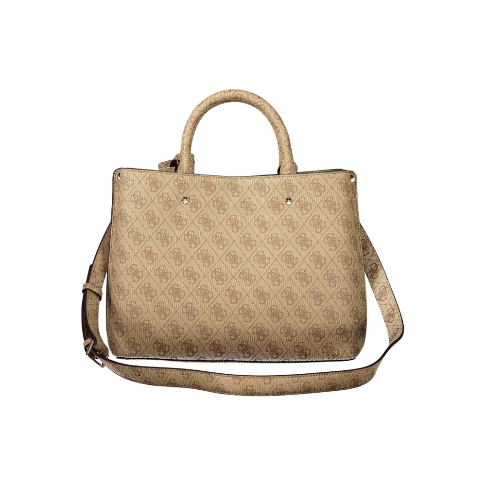 Guess Jeans Beige Leather Women's Bag with Handles and Shoulder Strap | Regal Royce