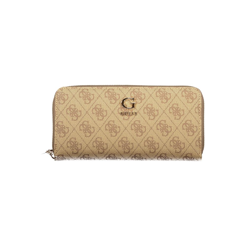 Guess Jeans Beige Polyurethane Women's Wallet with Functional Compartments | Regal Royce