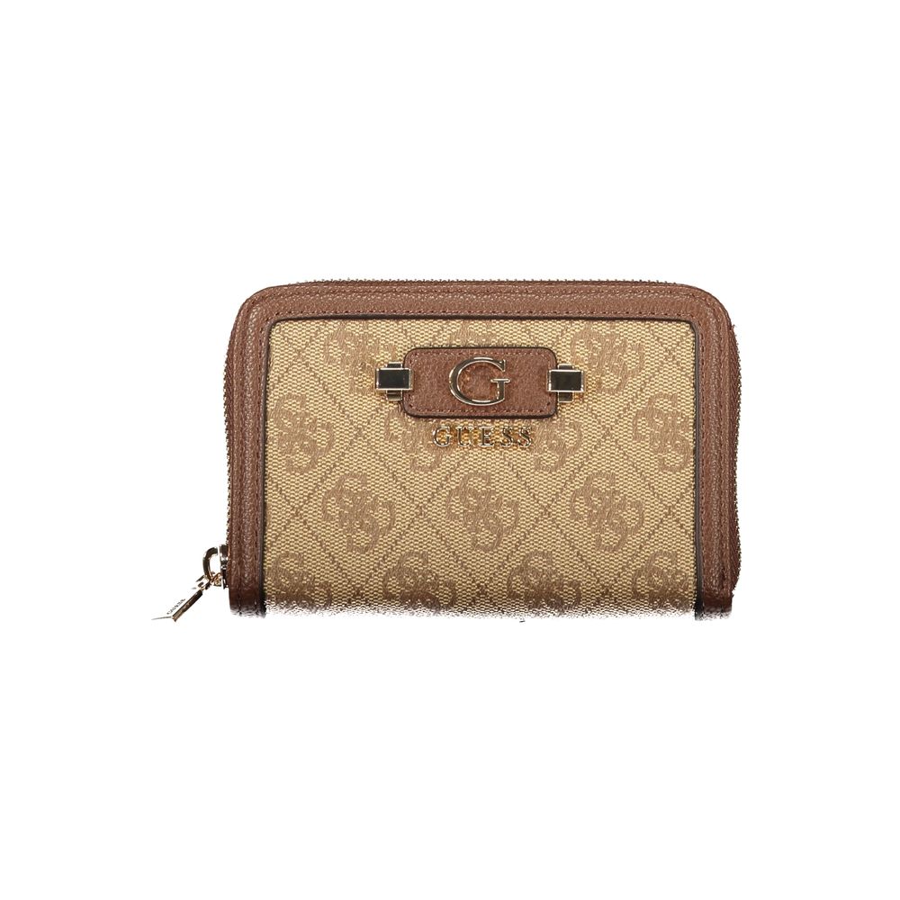 Guess Jeans Beige Polyurethane Women Wallet | Regal Royce