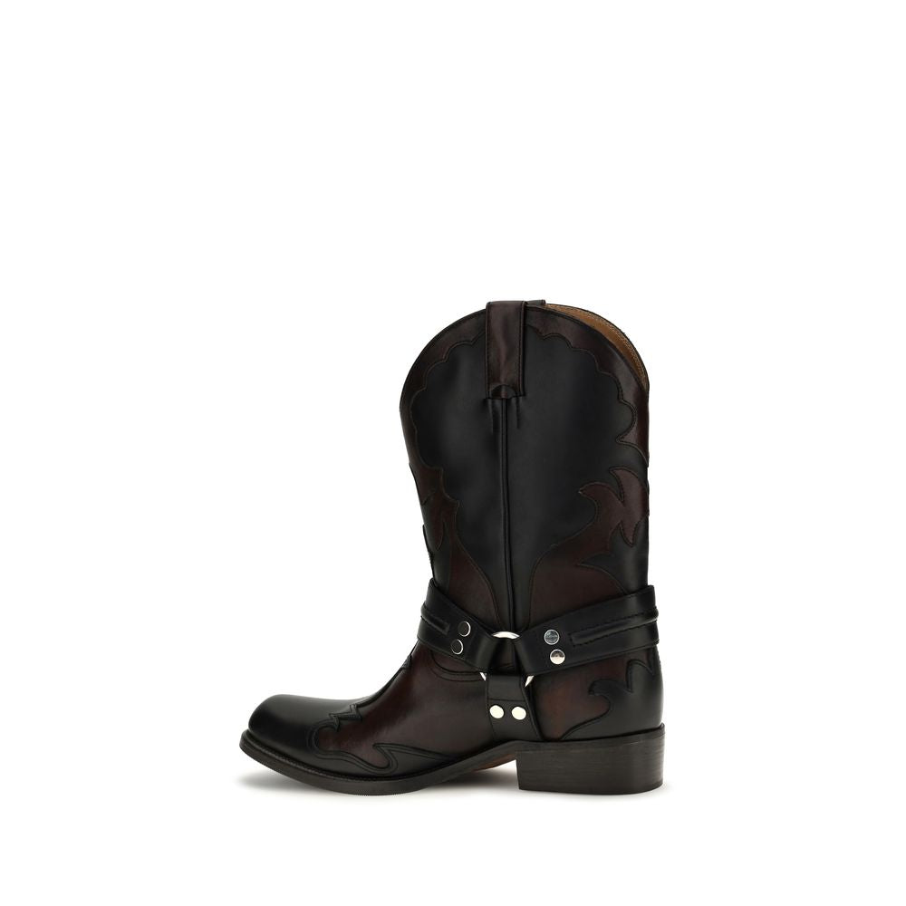 Versace Black Calf Leather Bos Taurus Boots | Regal Royce