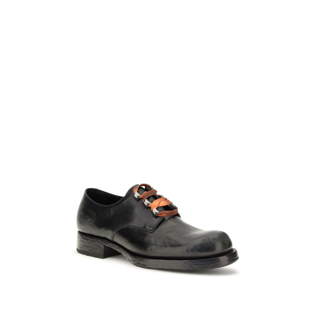 Prada Black Calf Leather Bos Taurus Oxfords And Derbies | Regal Royce