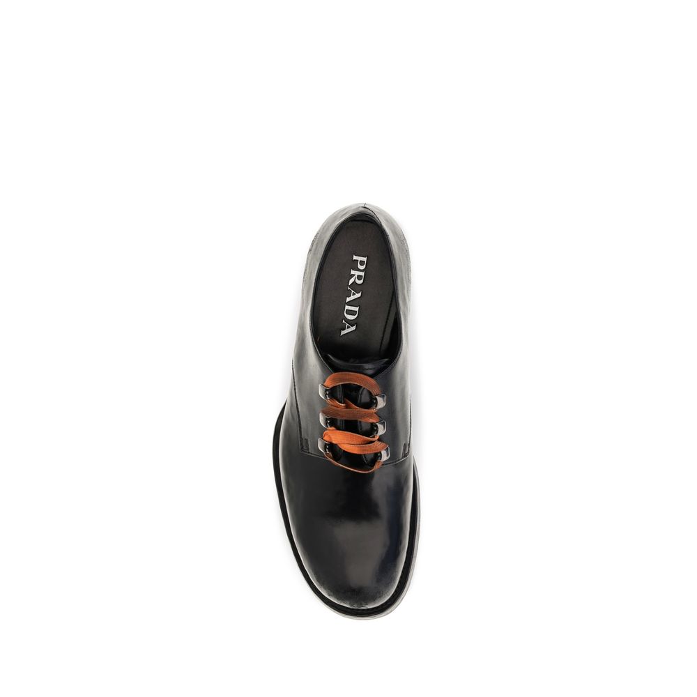 Prada Black Calf Leather Bos Taurus Oxfords And Derbies | Regal Royce
