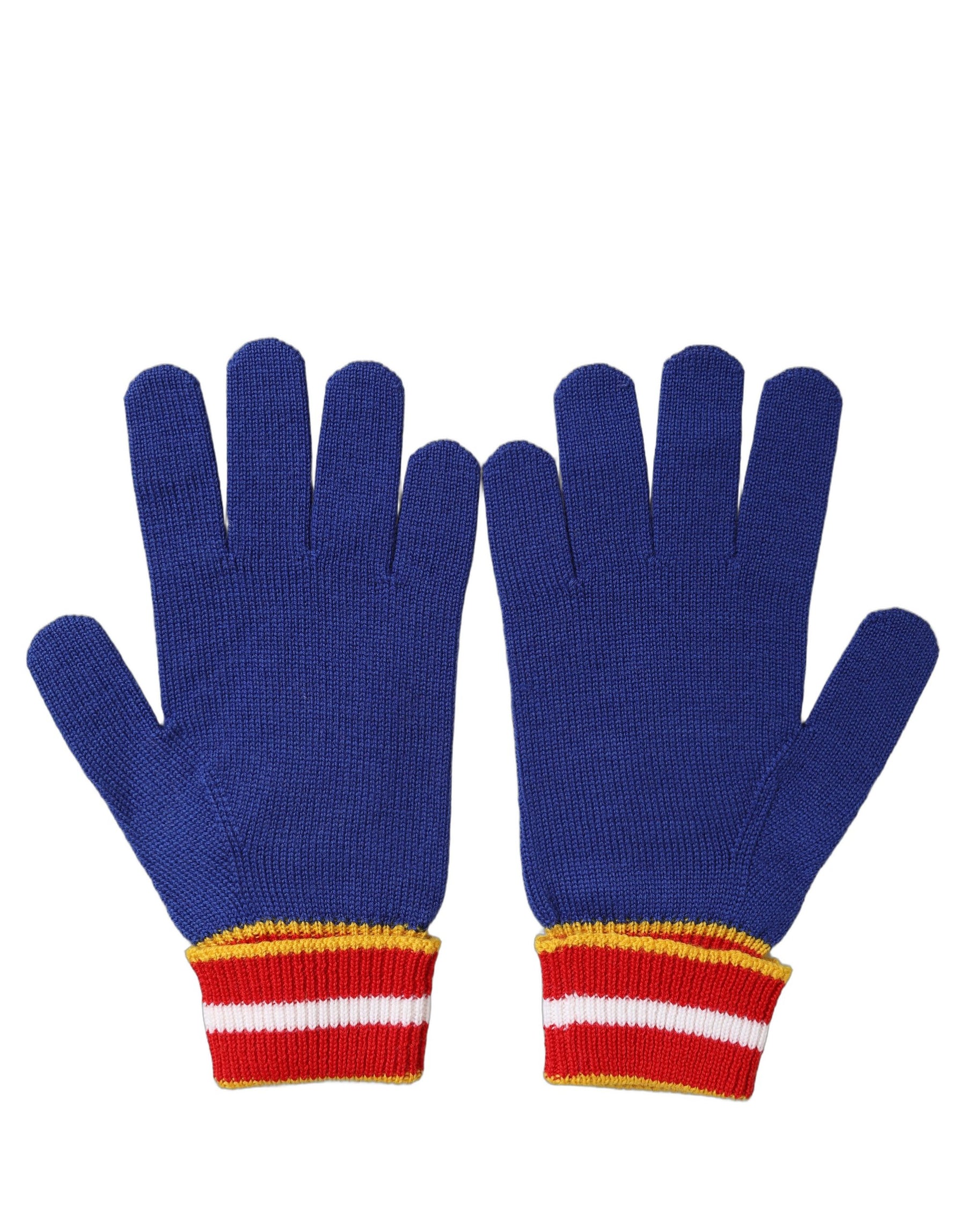 Dolce & Gabbana Blue Striped Wool DG Logo Embroidered Gloves | Regal Royce