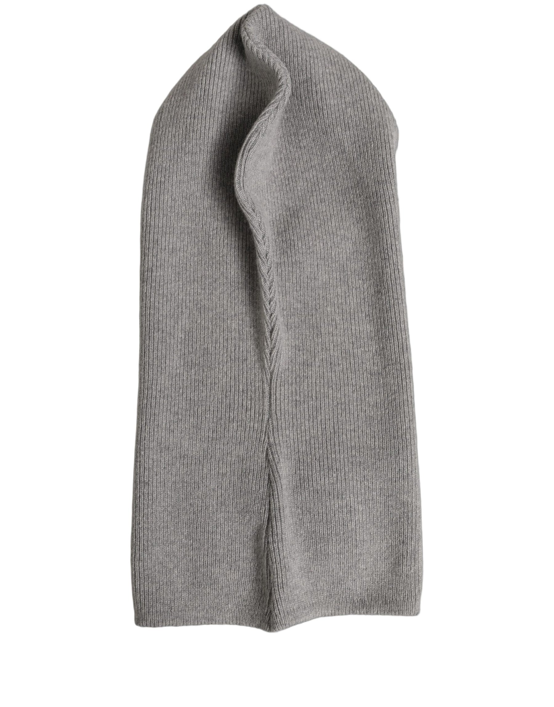 Dolce & Gabbana Men Grey Wool Ribbed Knit Balaclava Wrap One Size Hat | Regal Royce