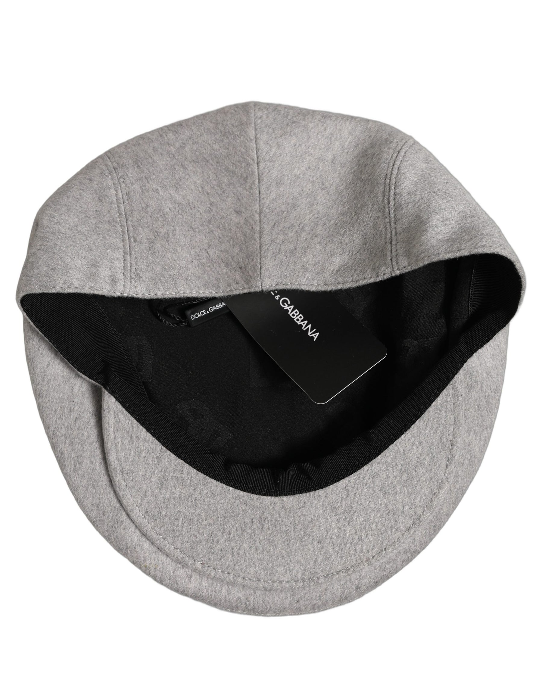 Dolce & Gabbana Men Light Grey Cashmere Newsboy Cabbie Cap Hat | Regal Royce