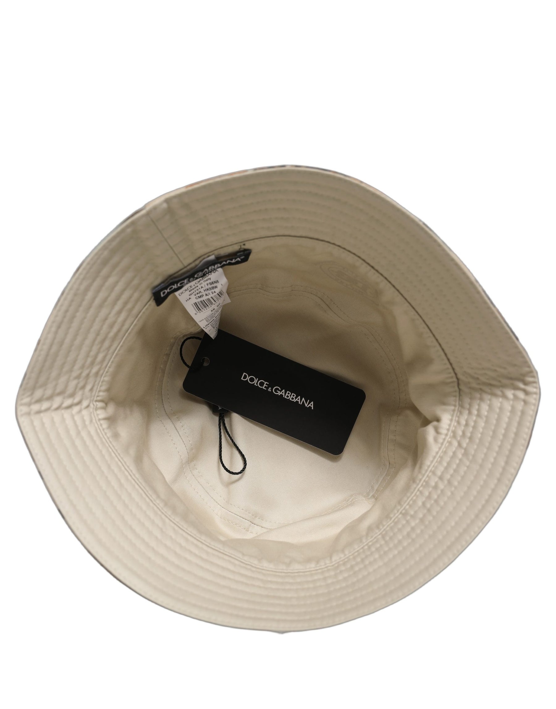 Dolce & Gabbana Men Beige Floral Wide Brim Bucket Capello Hat | Regal Royce