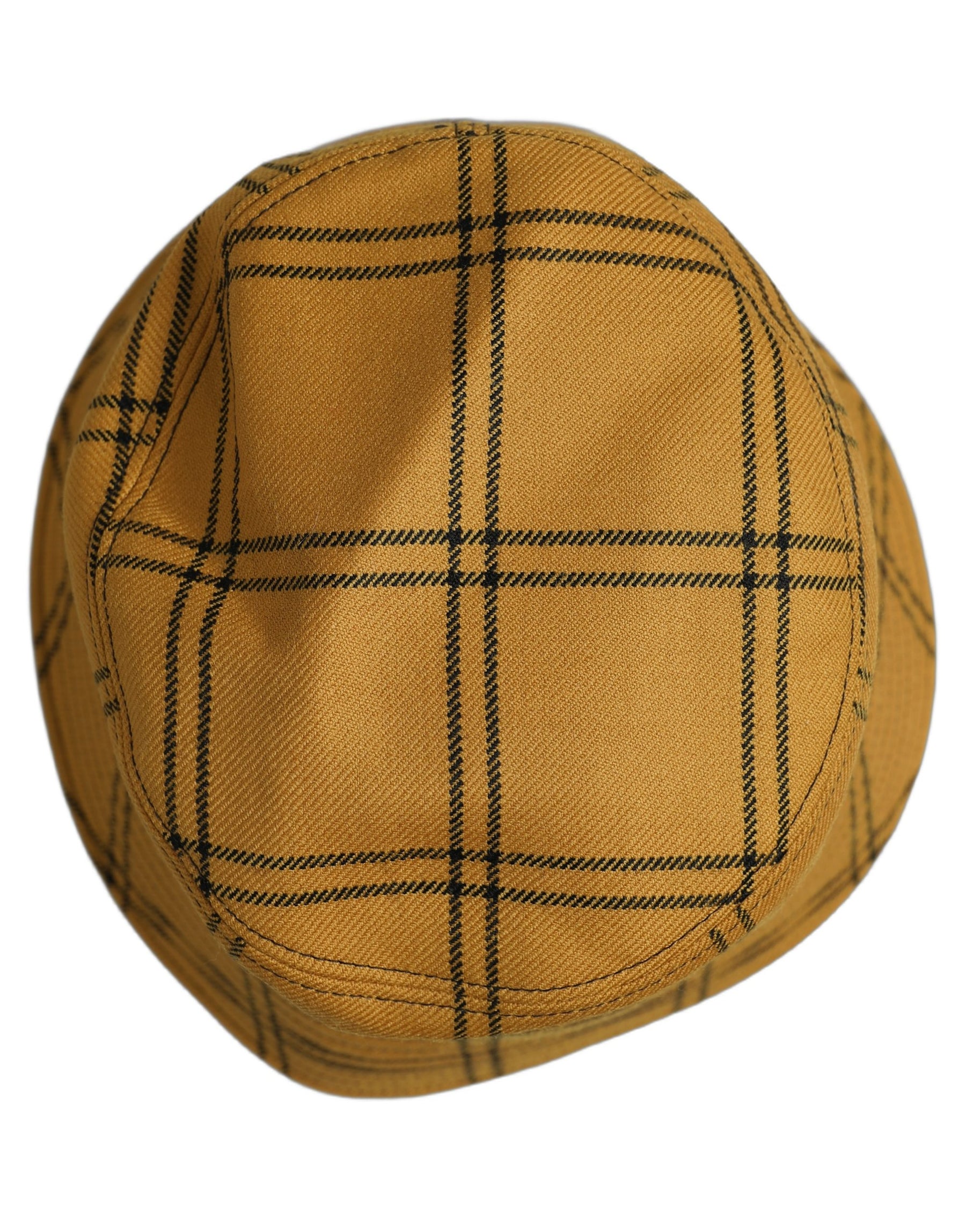 Dolce & Gabbana Men Dark Yellow Check Wide Brim Bucket Cap Hat | Regal Royce