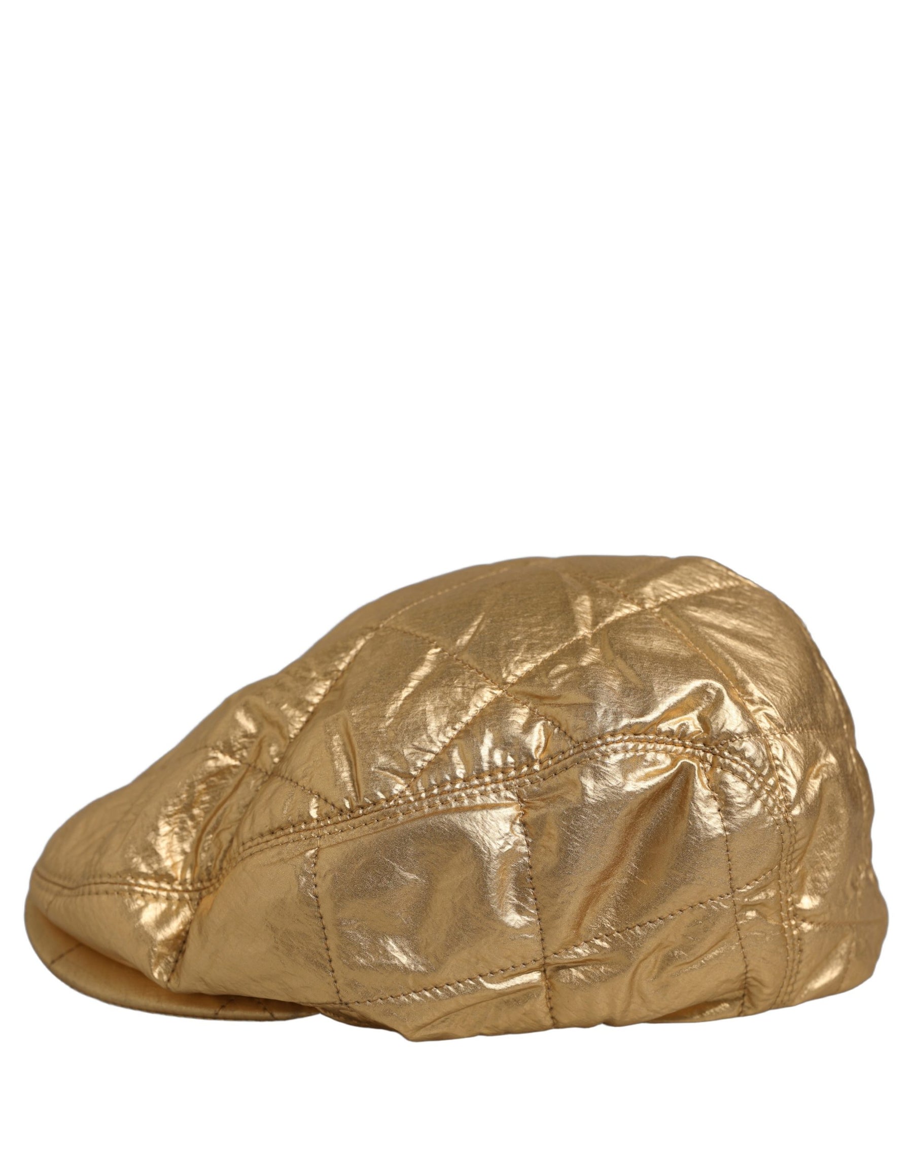 Dolce & Gabbana Men Gold Wide Quilted Newsboy Capello Hat | Regal Royce