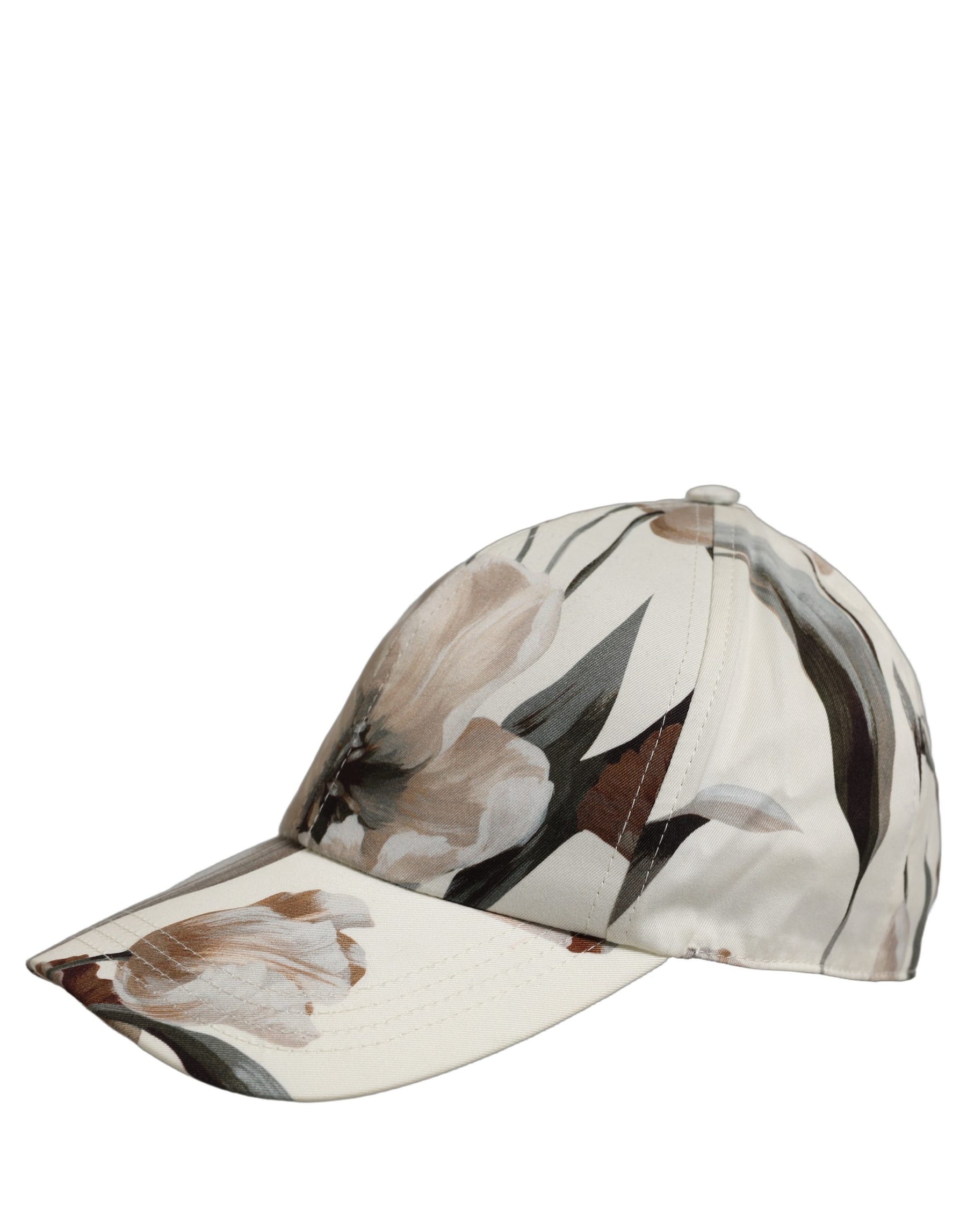 Dolce & Gabbana Men Beige Floral Cotton Baseball Capello Hat | Regal Royce