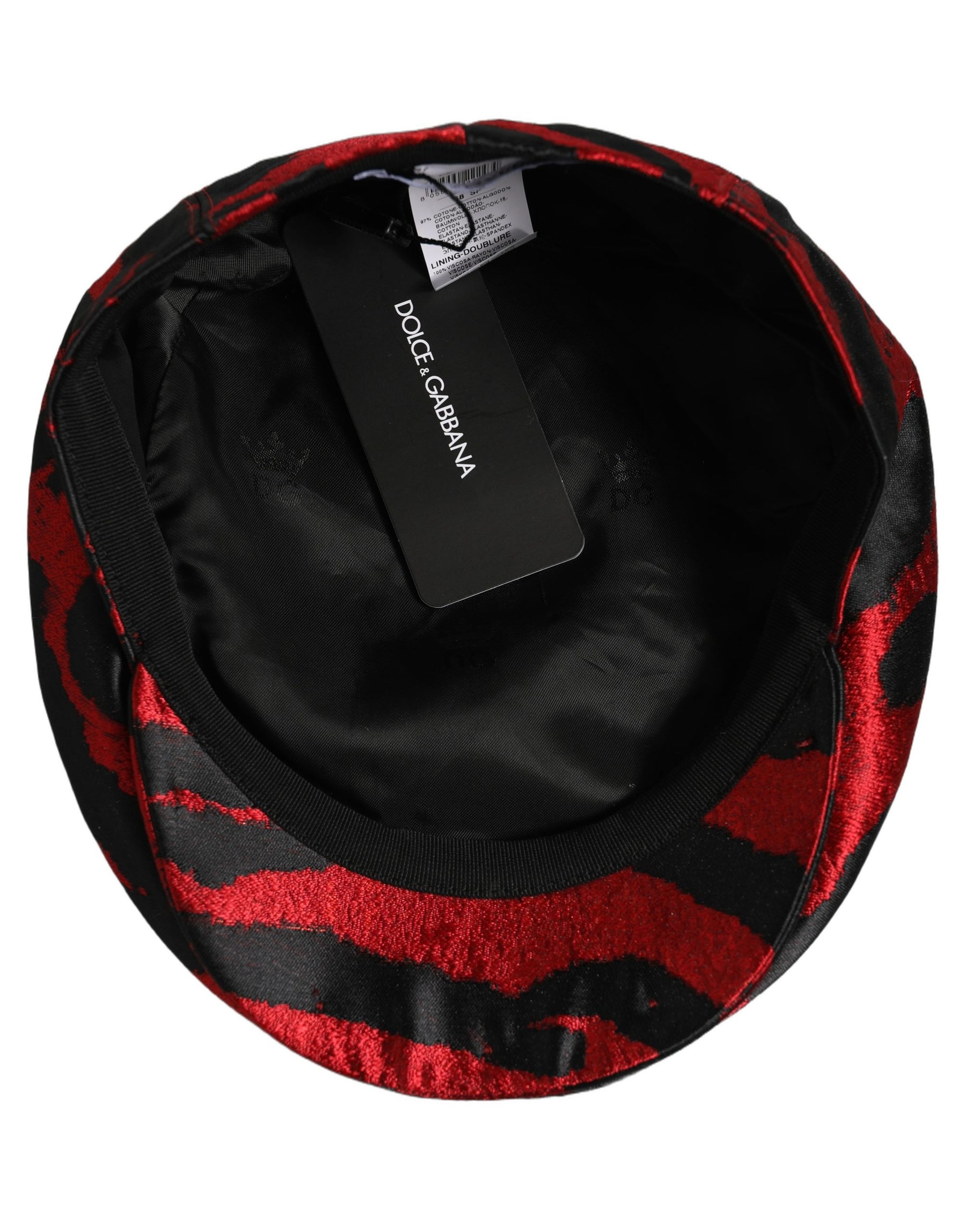 Dolce & Gabbana Men Red Black Stripe Cotton Newsboy Capello Hat | Regal Royce