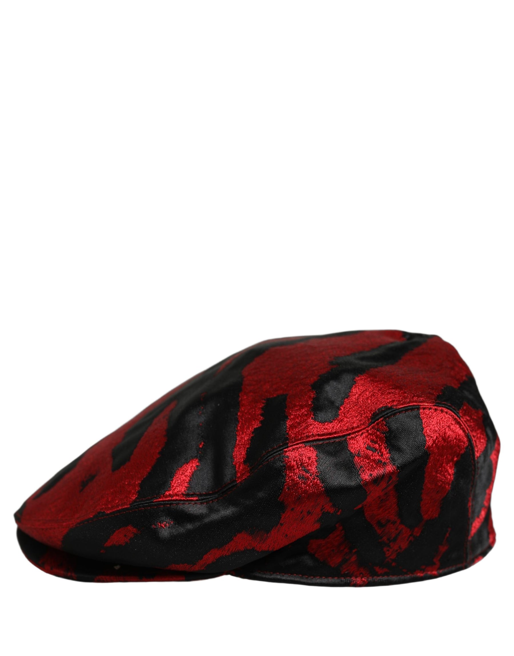 Dolce & Gabbana Men Red Black Stripe Cotton Newsboy Capello Hat | Regal Royce
