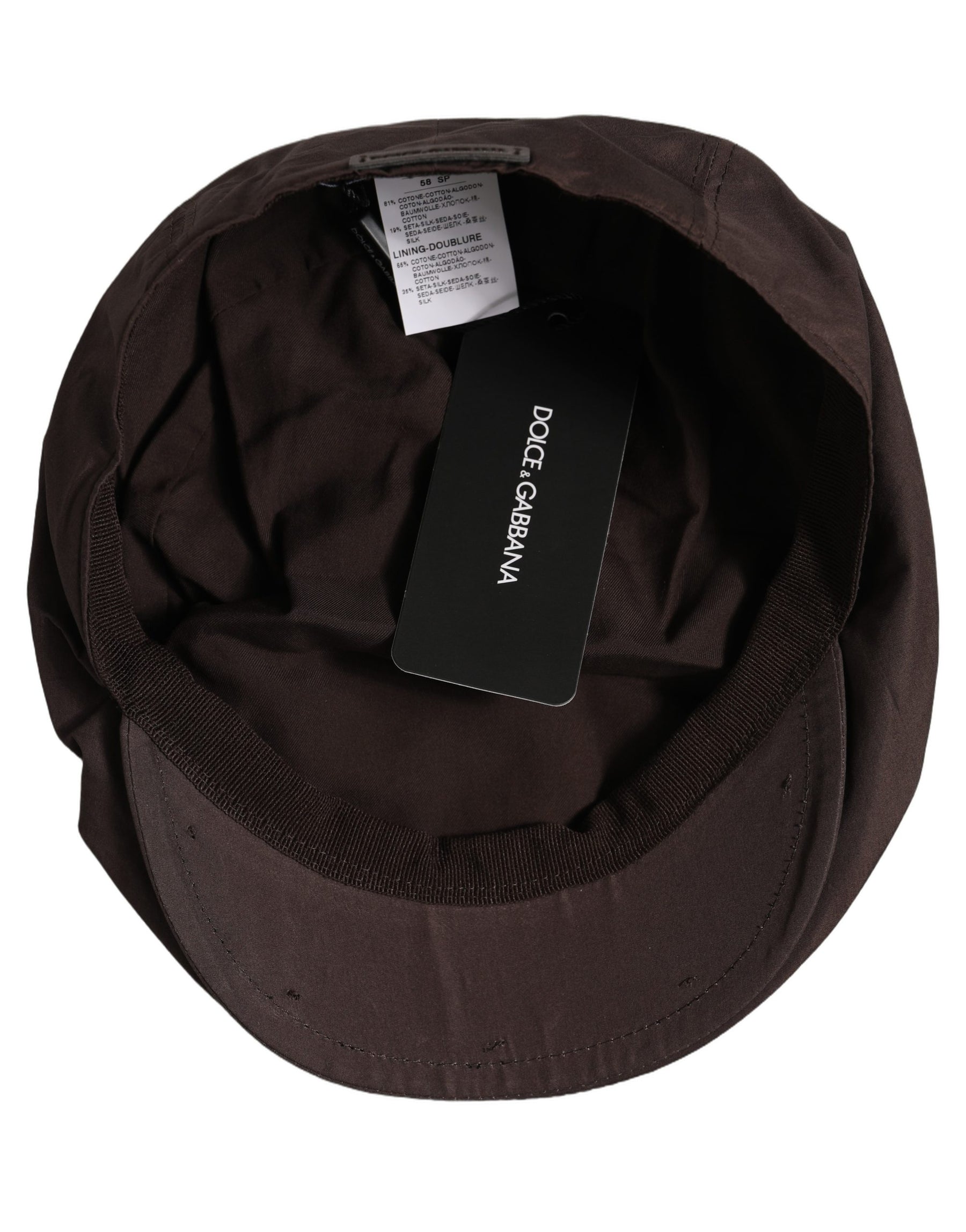 Dolce & Gabbana Men Brown Cotton Newsboy Capello Cabbie Hat | Regal Royce