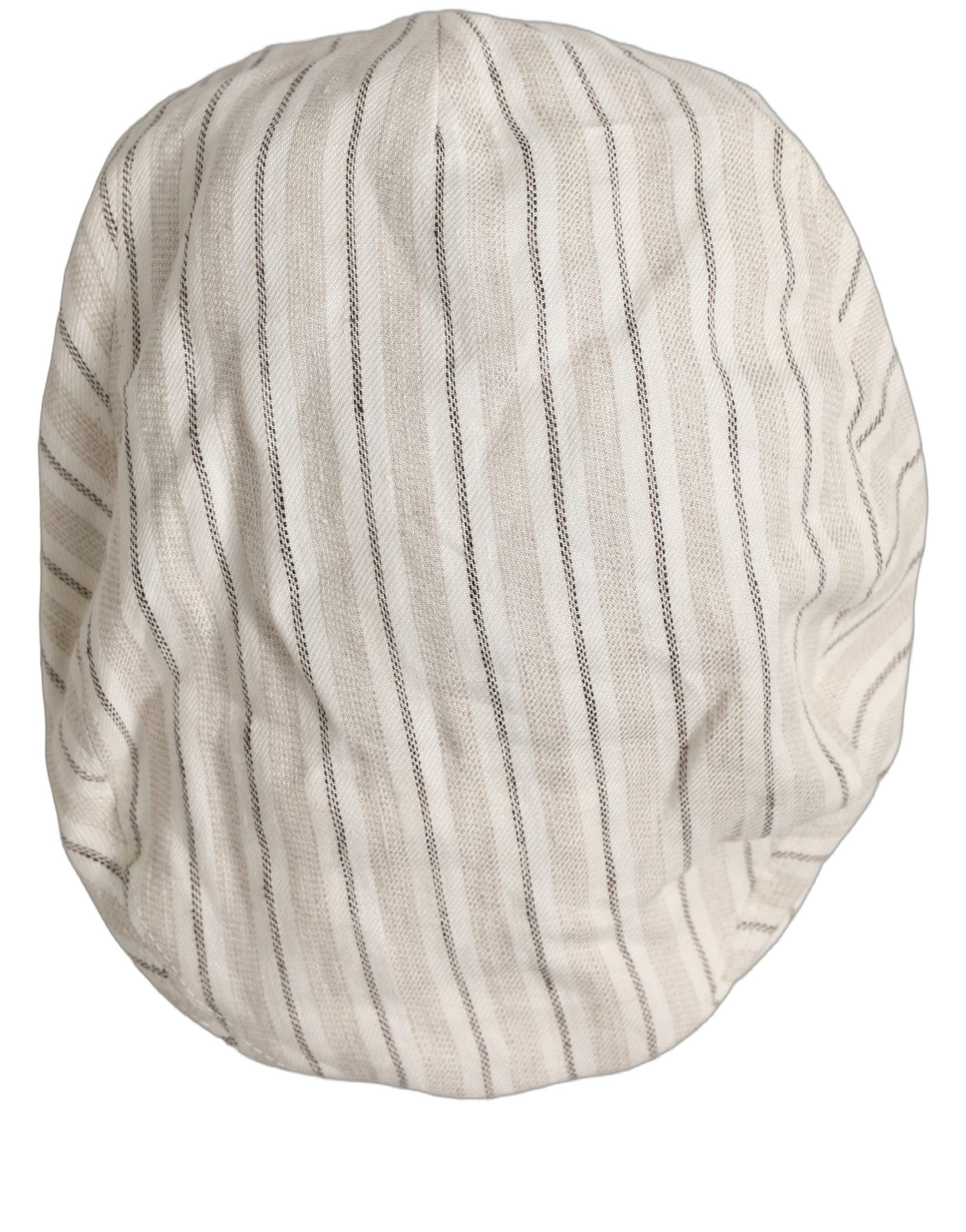 Dolce & Gabbana Men Off White Striped Linen Newsboy Capello Hat | Regal Royce
