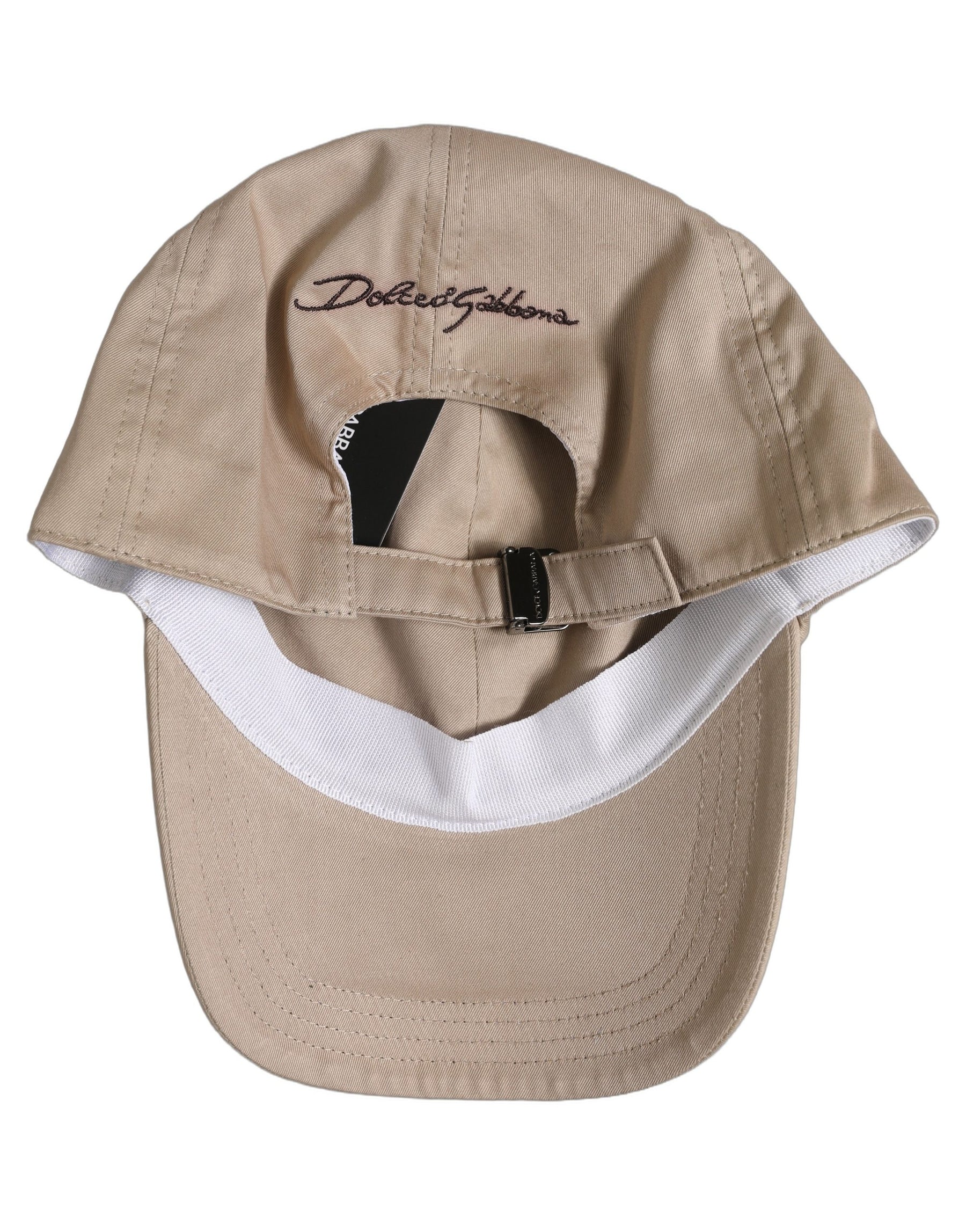 Dolce & Gabbana Men Beige Cotton Stretch Baseball Capello Hat | Regal Royce