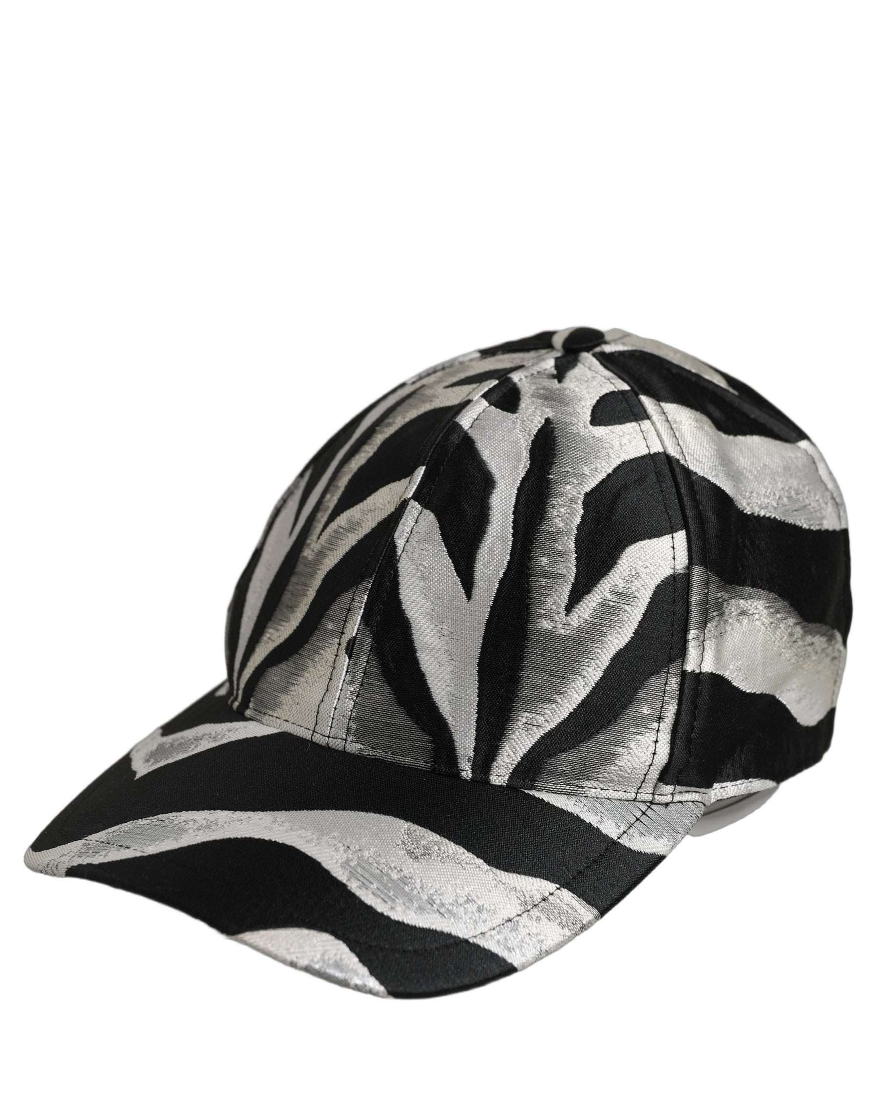 Dolce & Gabbana Men Black Silver Zebra Pattern Baseball Cap Hat | Regal Royce