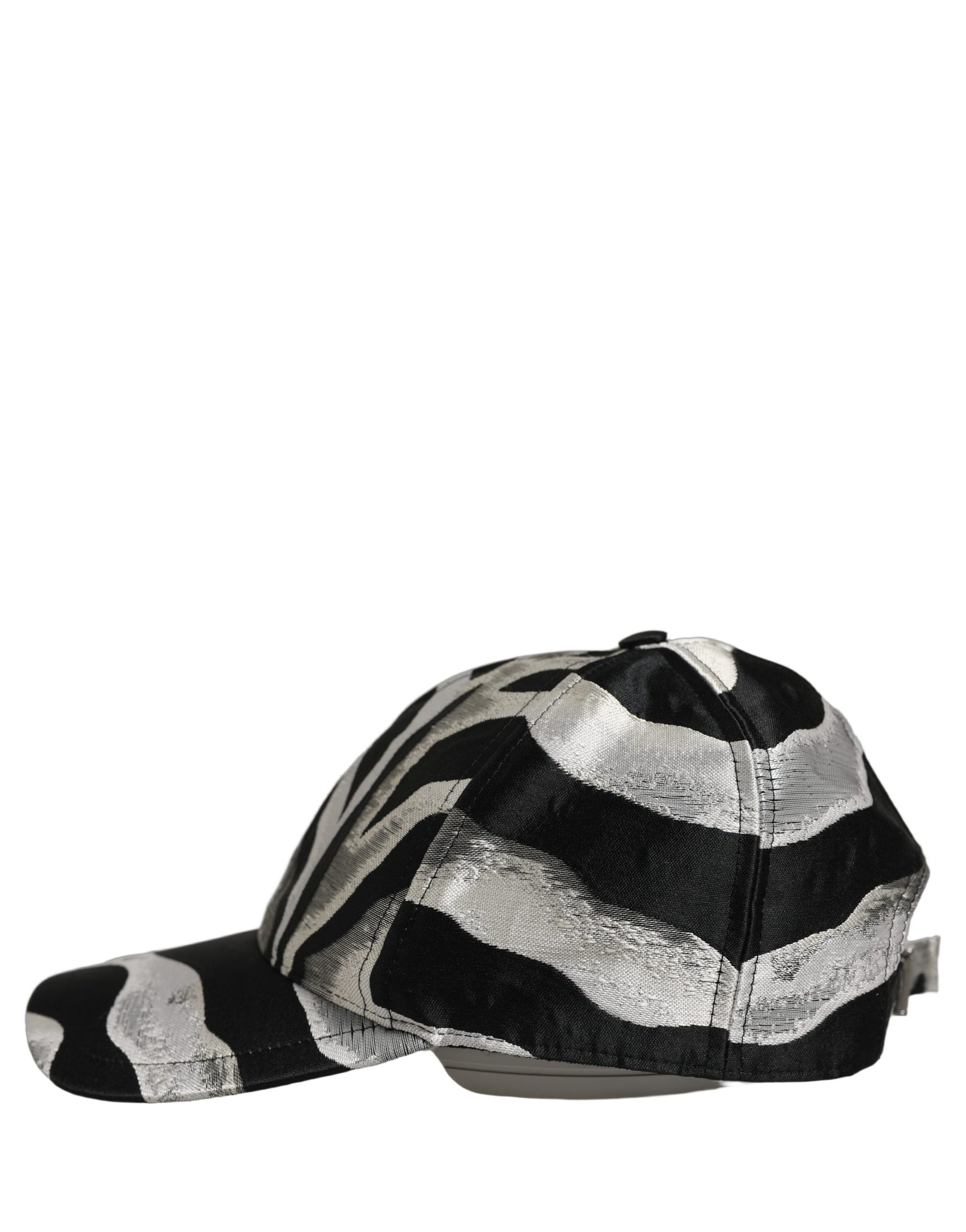 Dolce & Gabbana Men Black Silver Zebra Pattern Baseball Cap Hat | Regal Royce
