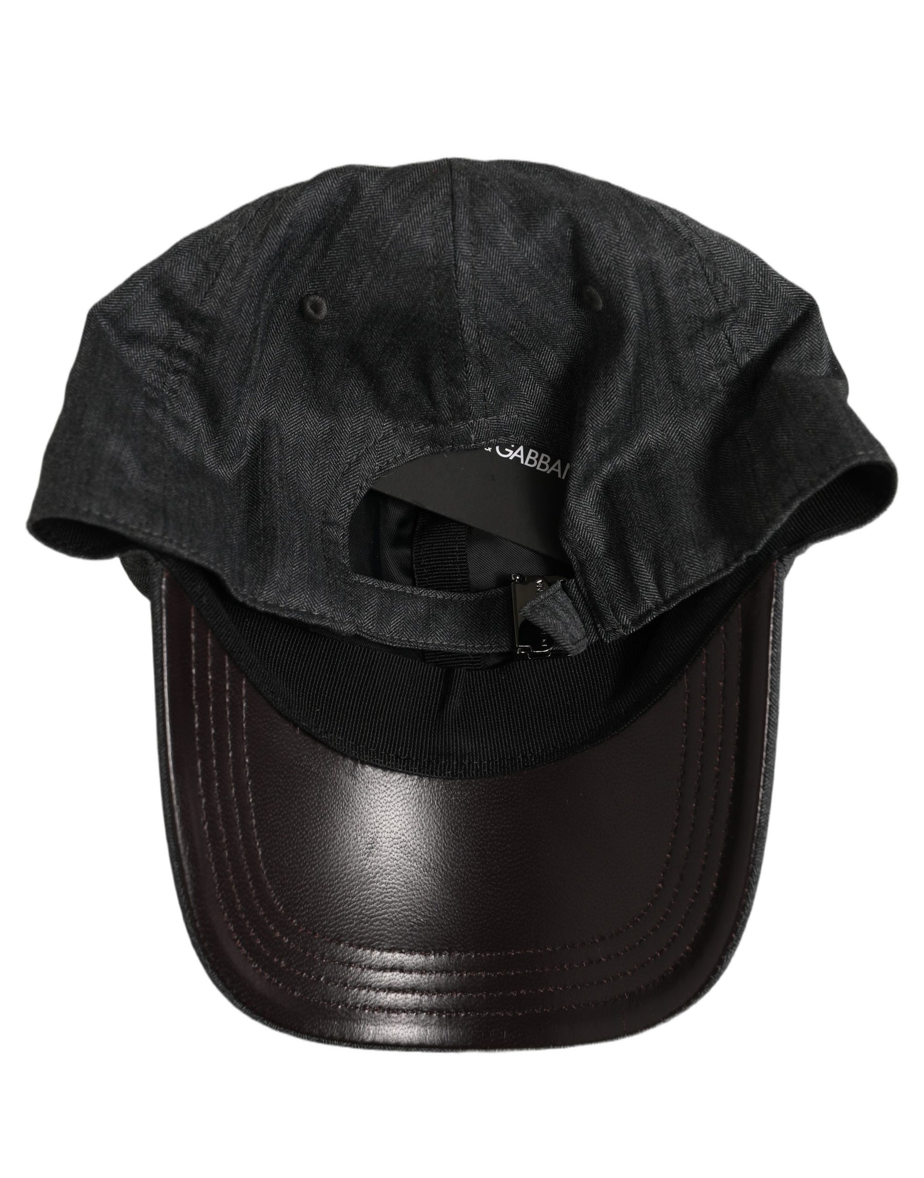Dolce & Gabbana Men Dark Gray Herringbone Baseball Cap Hat | Regal Royce