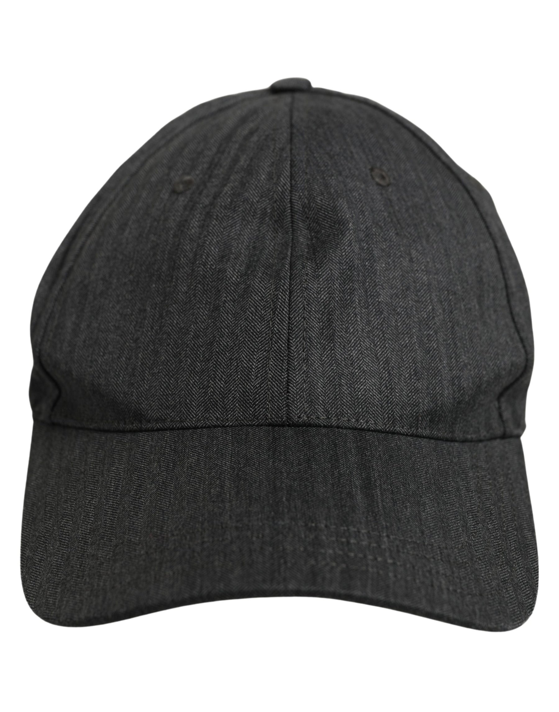 Dolce & Gabbana Men Dark Gray Herringbone Baseball Cap Hat | Regal Royce