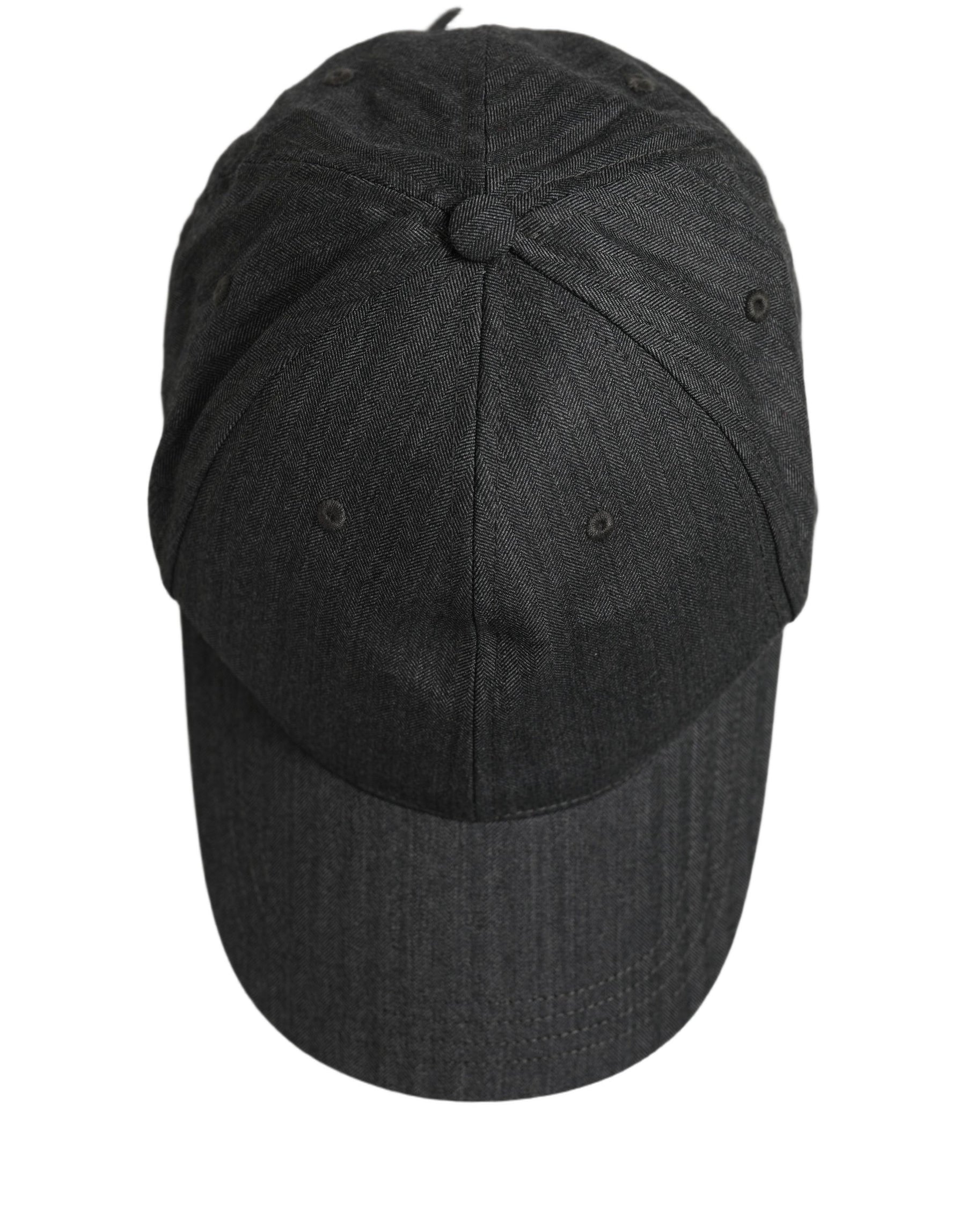 Dolce & Gabbana Men Dark Gray Herringbone Baseball Cap Hat | Regal Royce