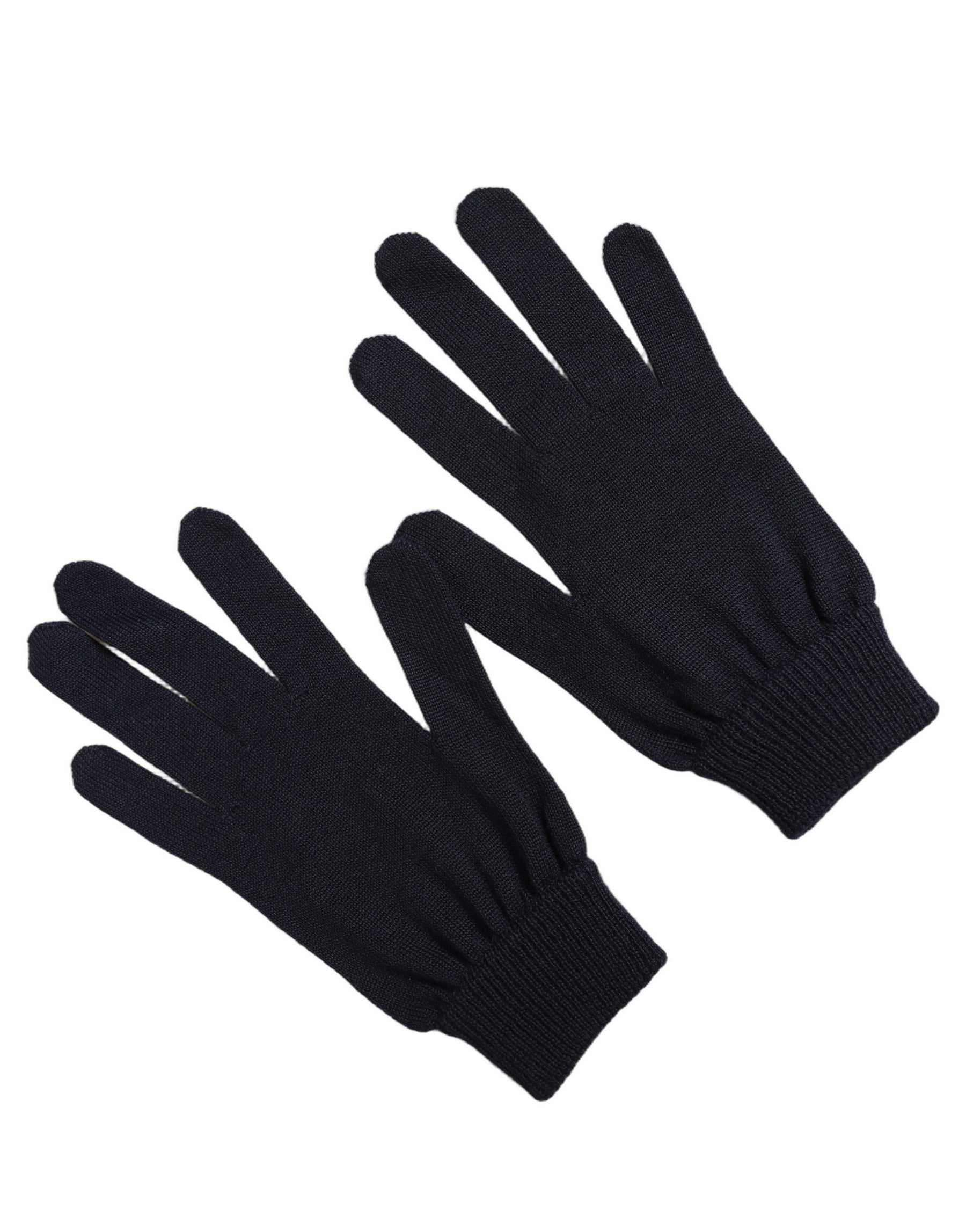 Dolce & Gabbana Men Dark Blue Cashmere Knitted Winter Gloves | Regal Royce