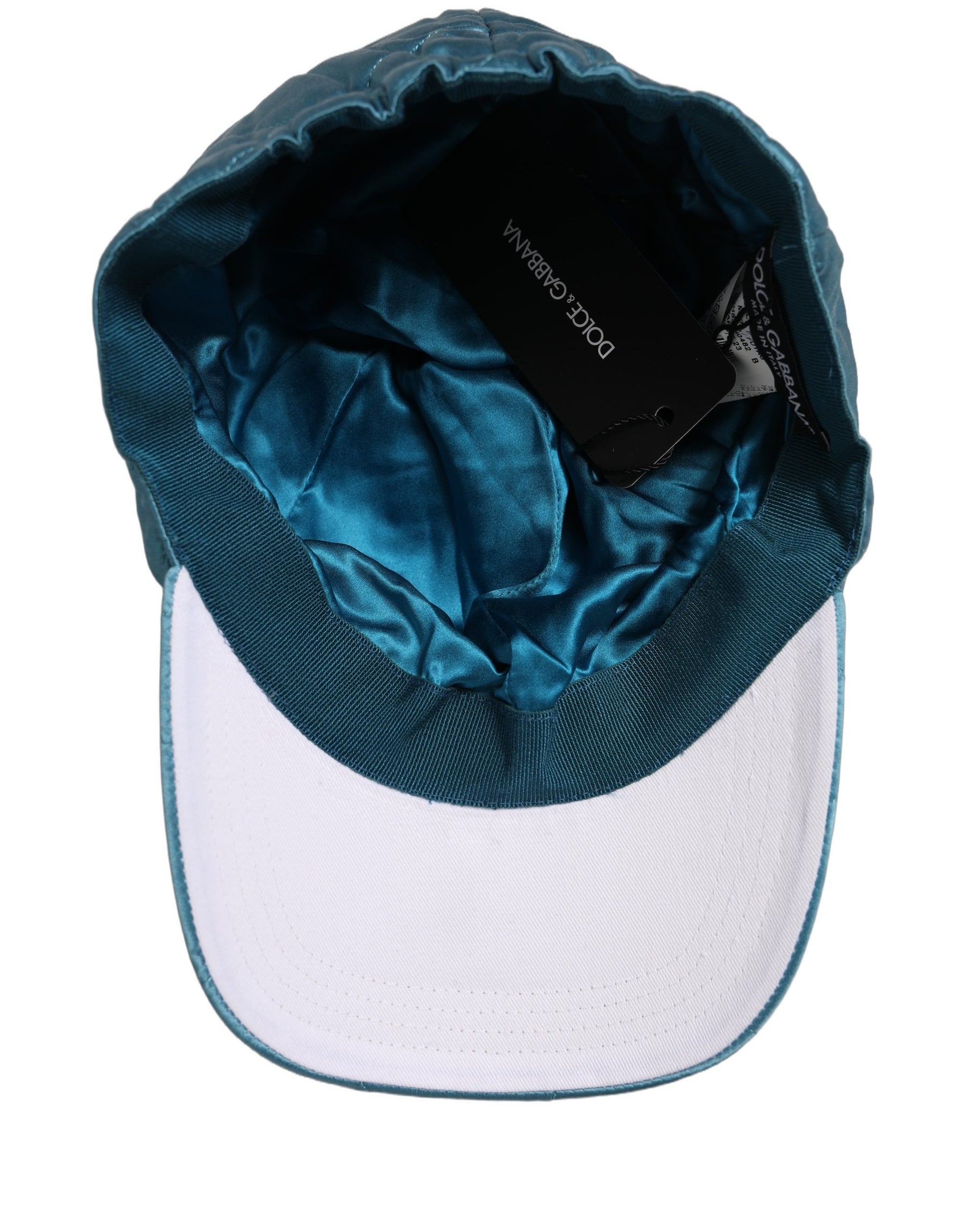 Dolce & Gabbana Men Teal Polyester Quilted Baseball Cap Hat | Regal Royce