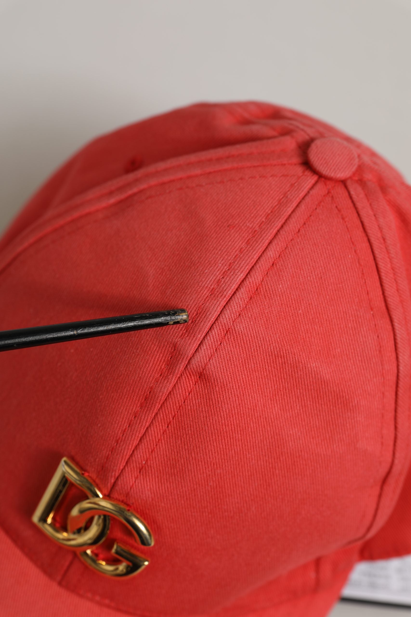 Dolce & Gabbana Men Red Cotton DG Logo Plaque Baseball Cap Hat | Regal Royce