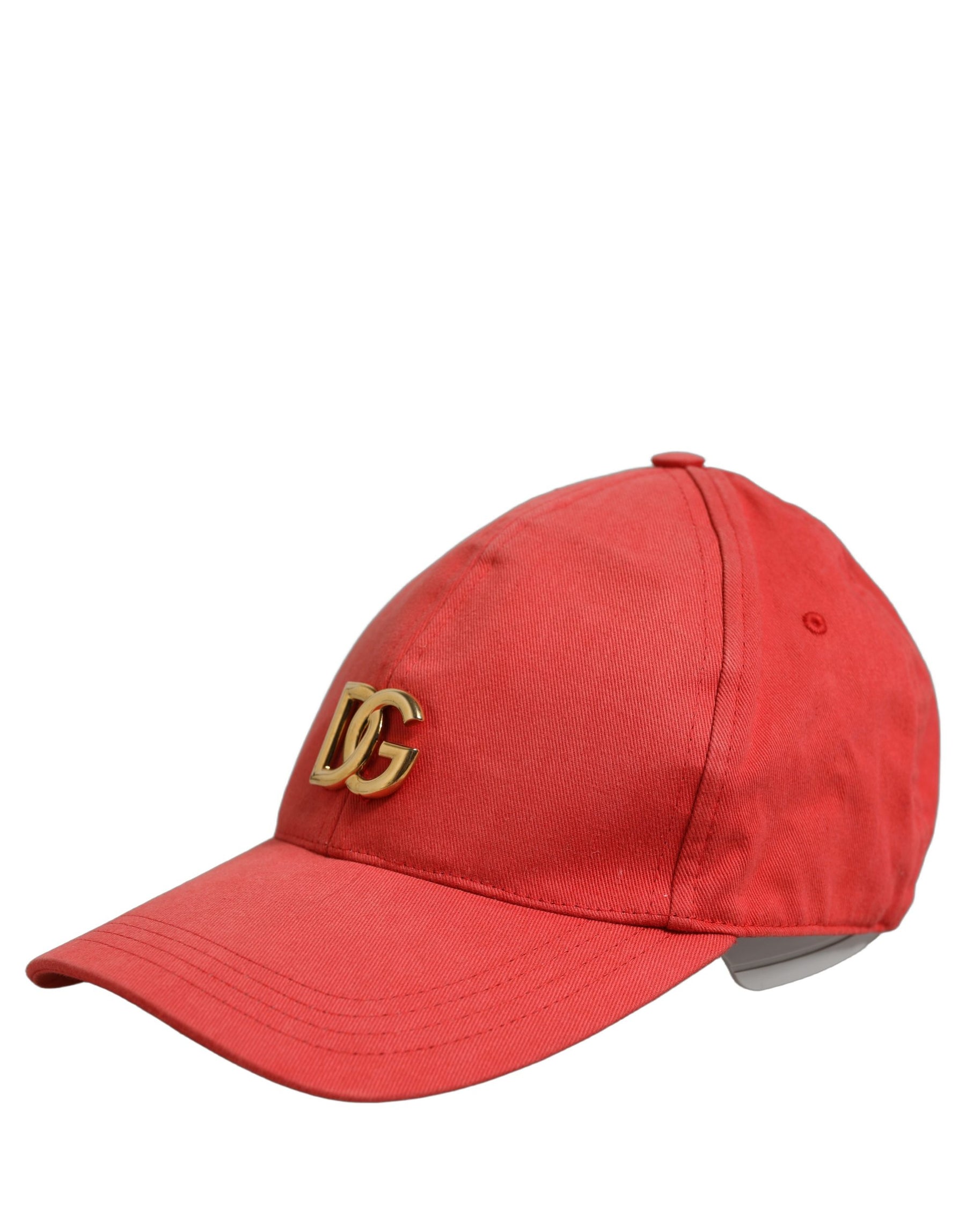 Dolce & Gabbana Men Red Cotton DG Logo Plaque Baseball Cap Hat | Regal Royce