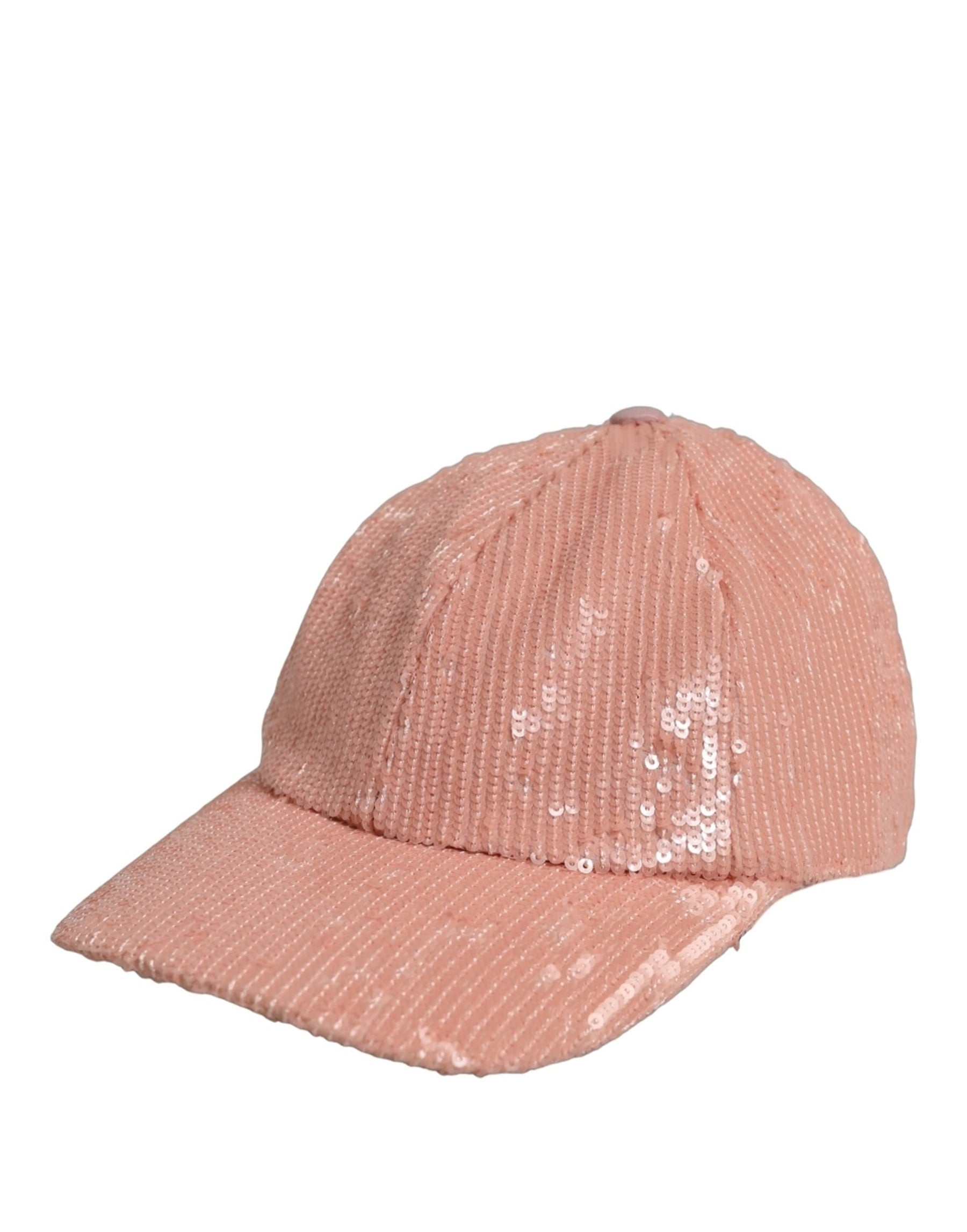 Dolce & Gabbana Men Pink Cotton Sequin Baseball Cap 6 Panels Hat | Regal Royce