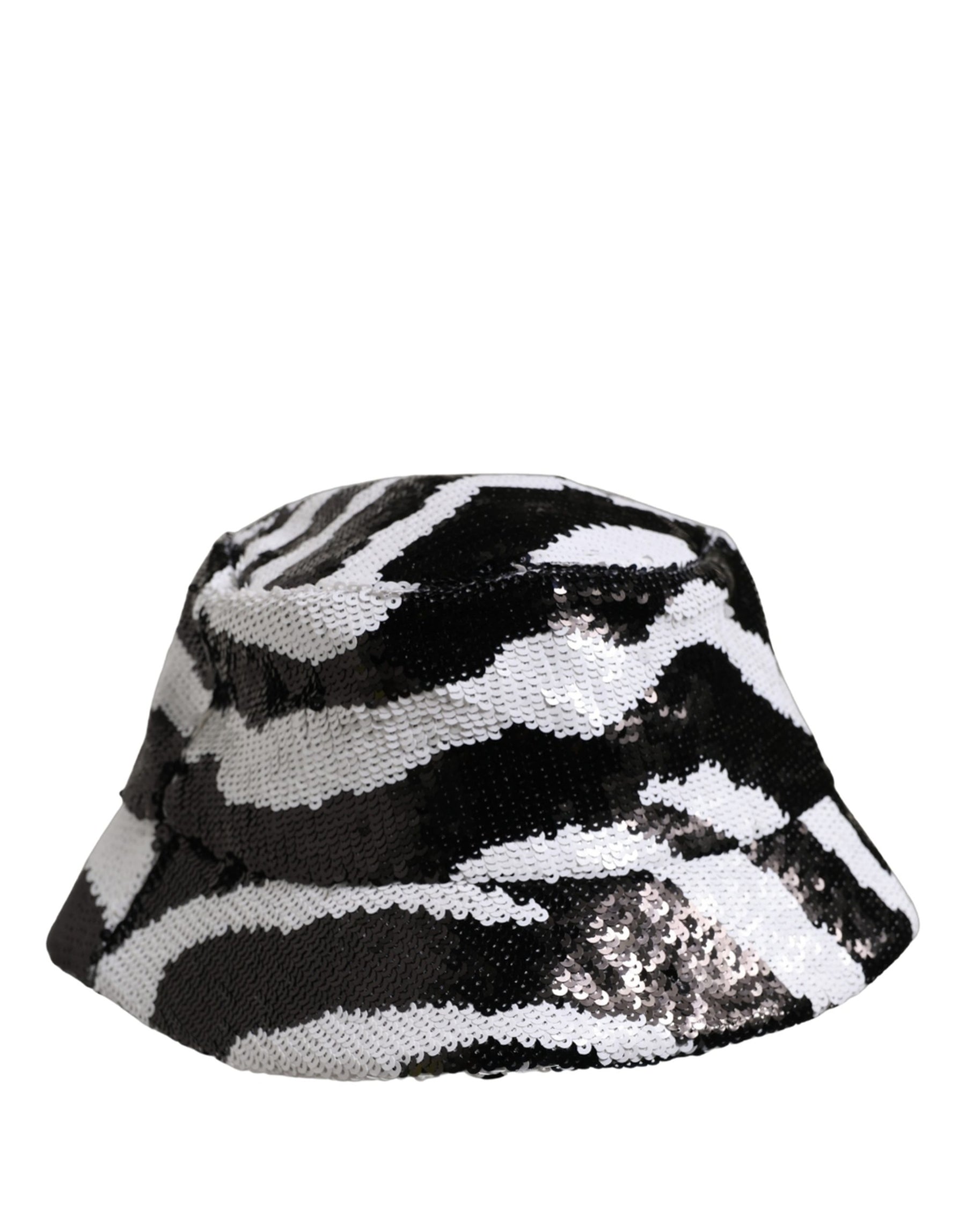 Dolce & Gabbana Men Black White Zebra Sequin Bucket Cap Hat | Regal Royce