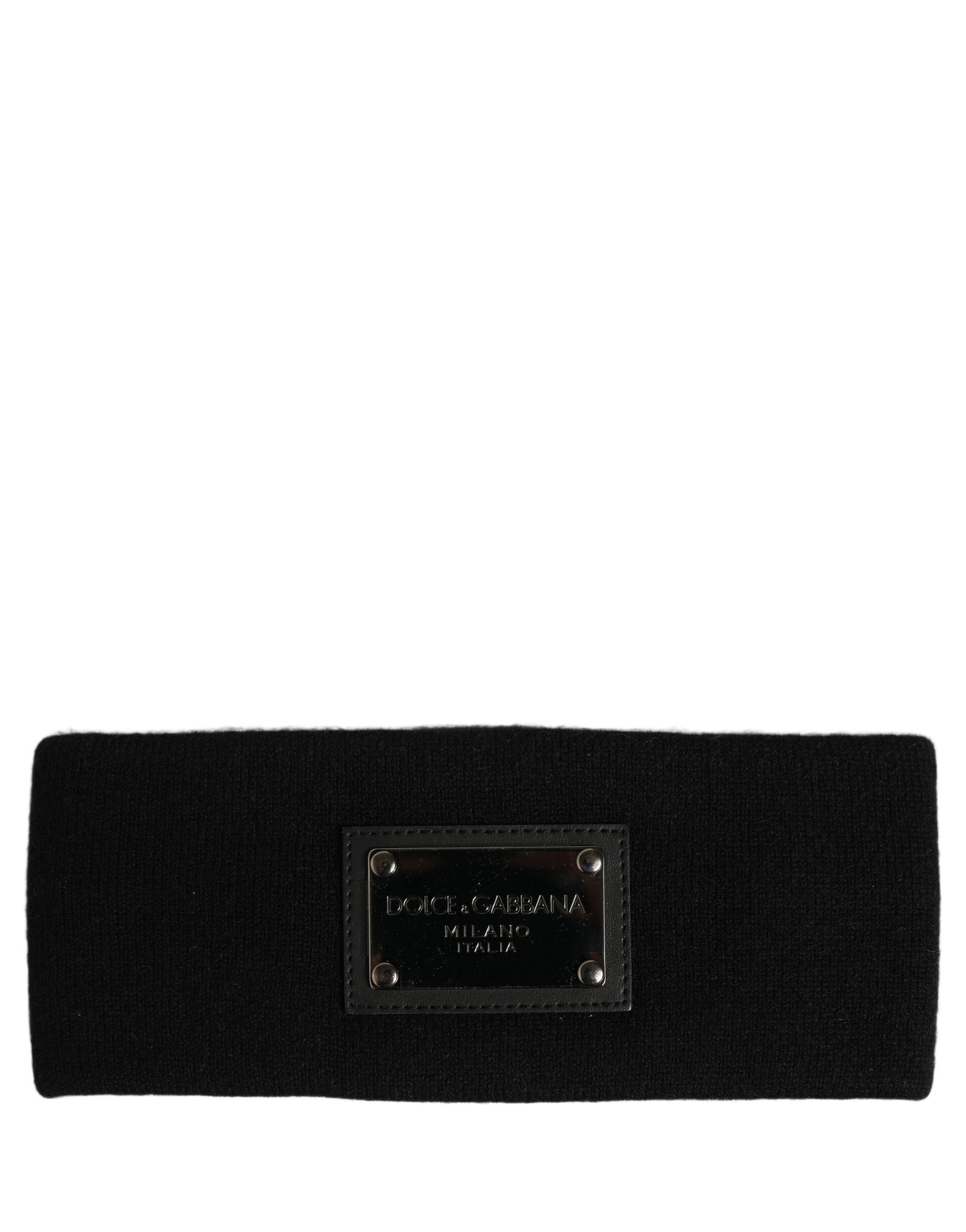 Dolce & Gabbana Men Black Cashmere Logo Plaque Head Band One Size Hat | Regal Royce
