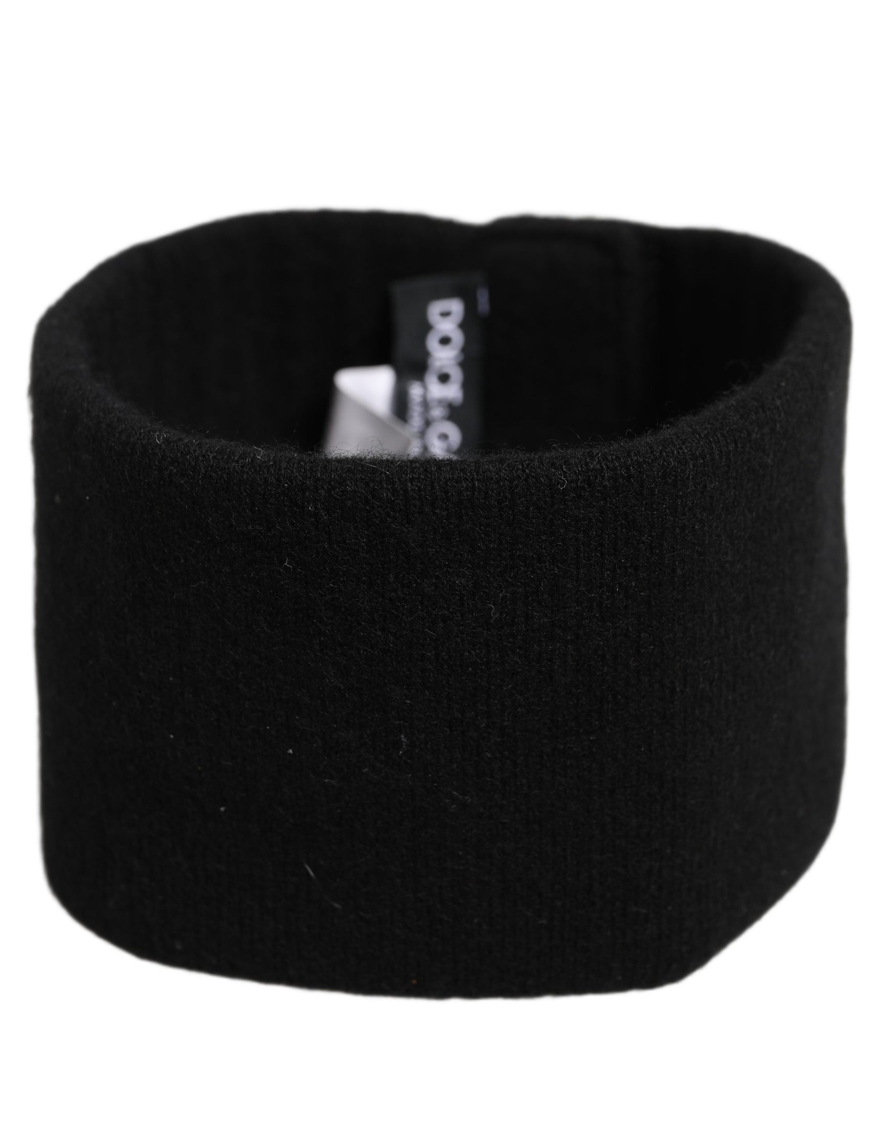 Dolce & Gabbana Men Black Cashmere Knitted Logo Head Band One Size | Regal Royce