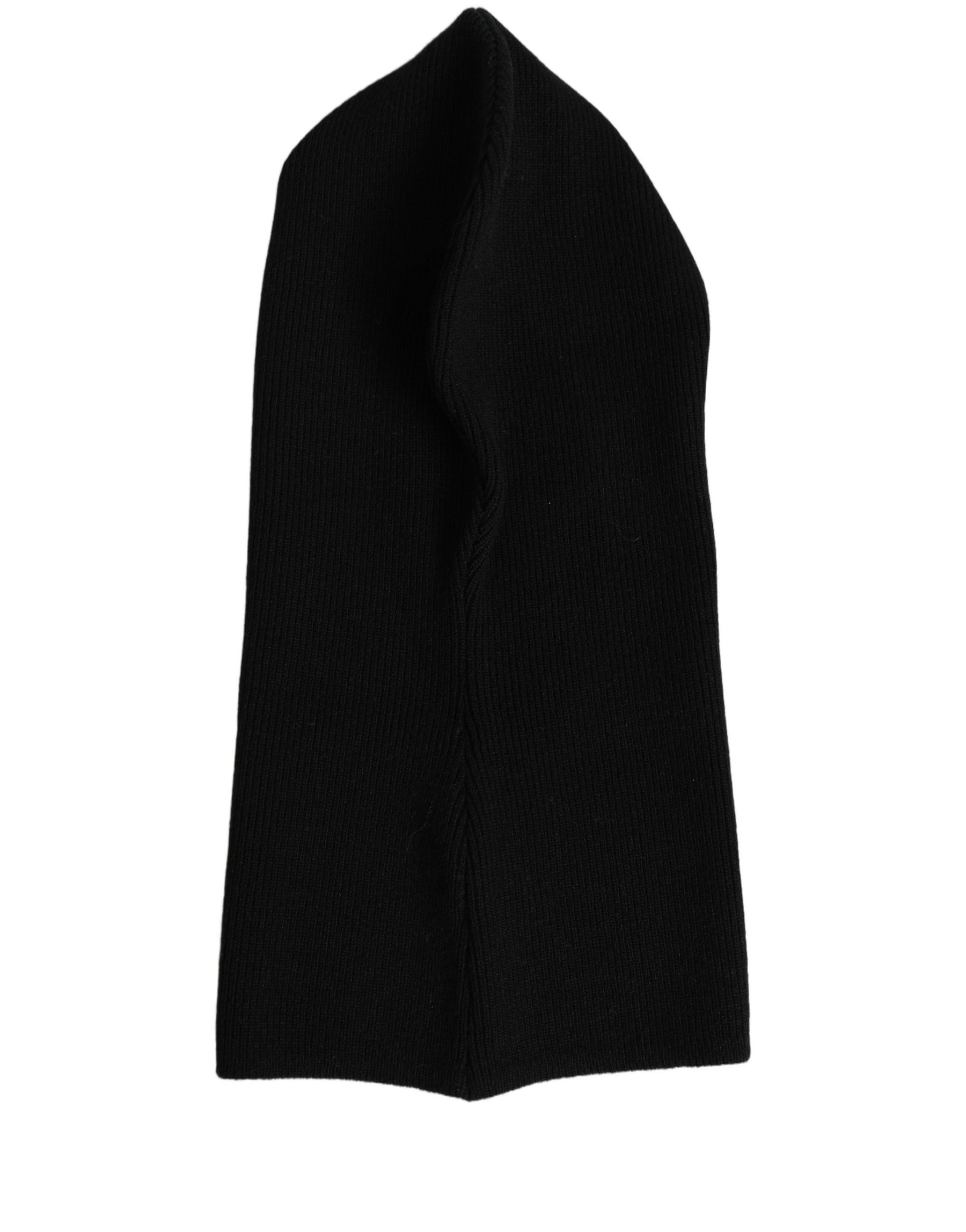 Dolce & Gabbana Men Black Wool Ribbed Knit Balaclava Wrap One Size Hat | Regal Royce