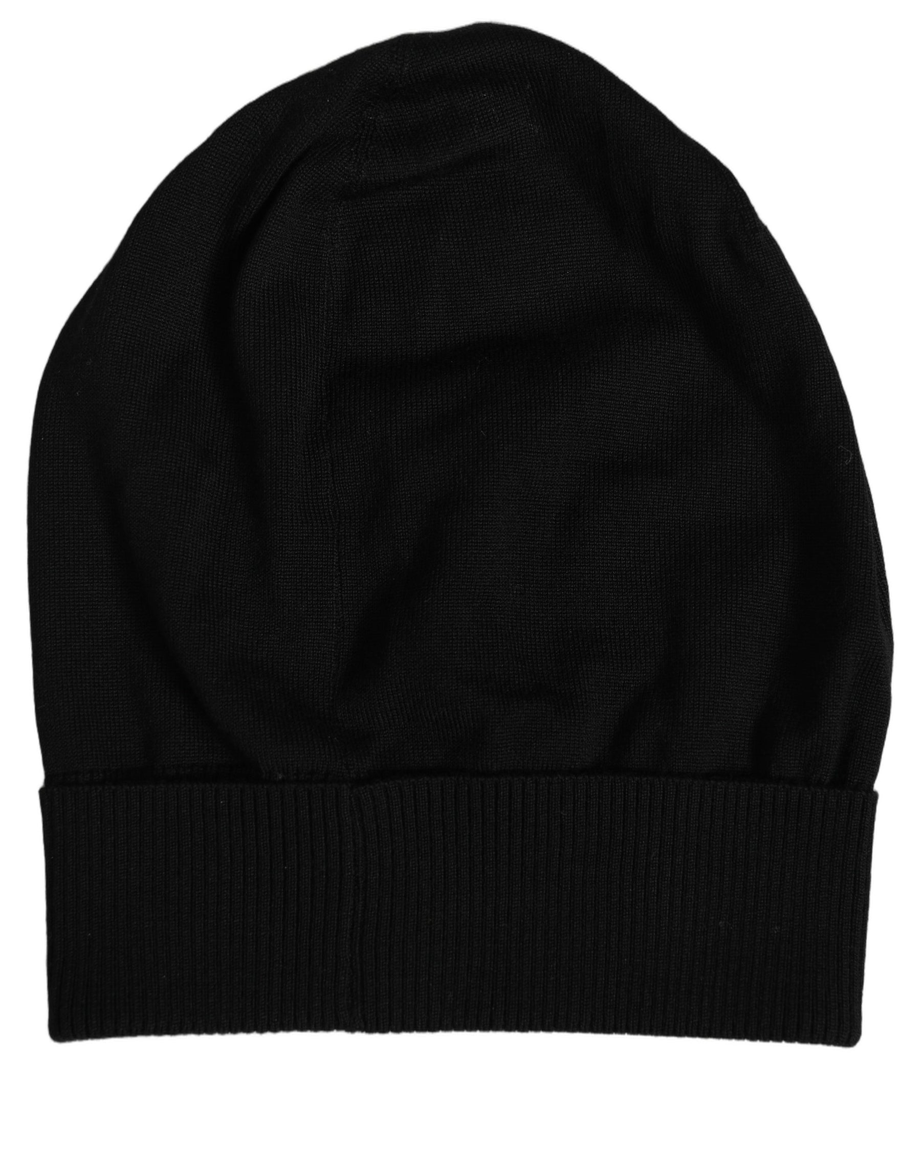Dolce & Gabbana Men Black Wool Knitted Winter Beanie Capello One Hat | Regal Royce
