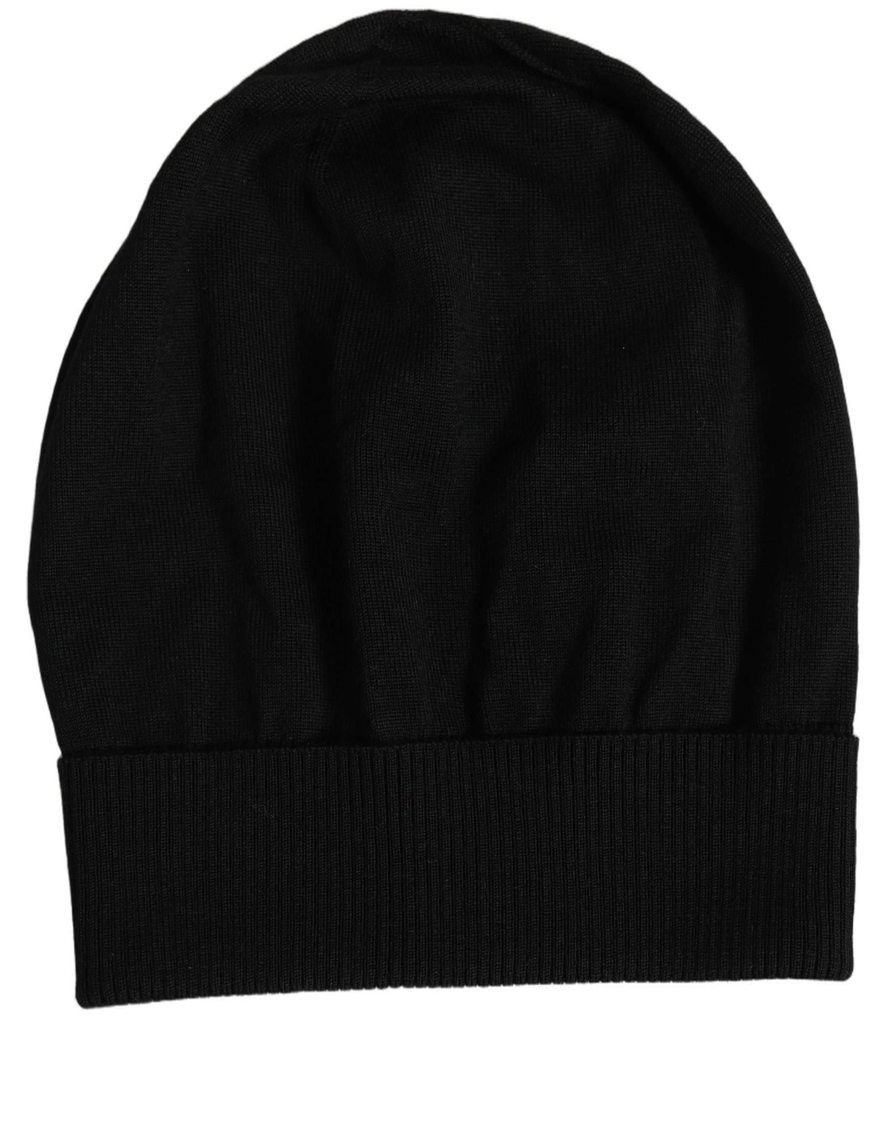 Dolce & Gabbana Men Black Wool Knitted Winter Beanie Capello One Hat | Regal Royce