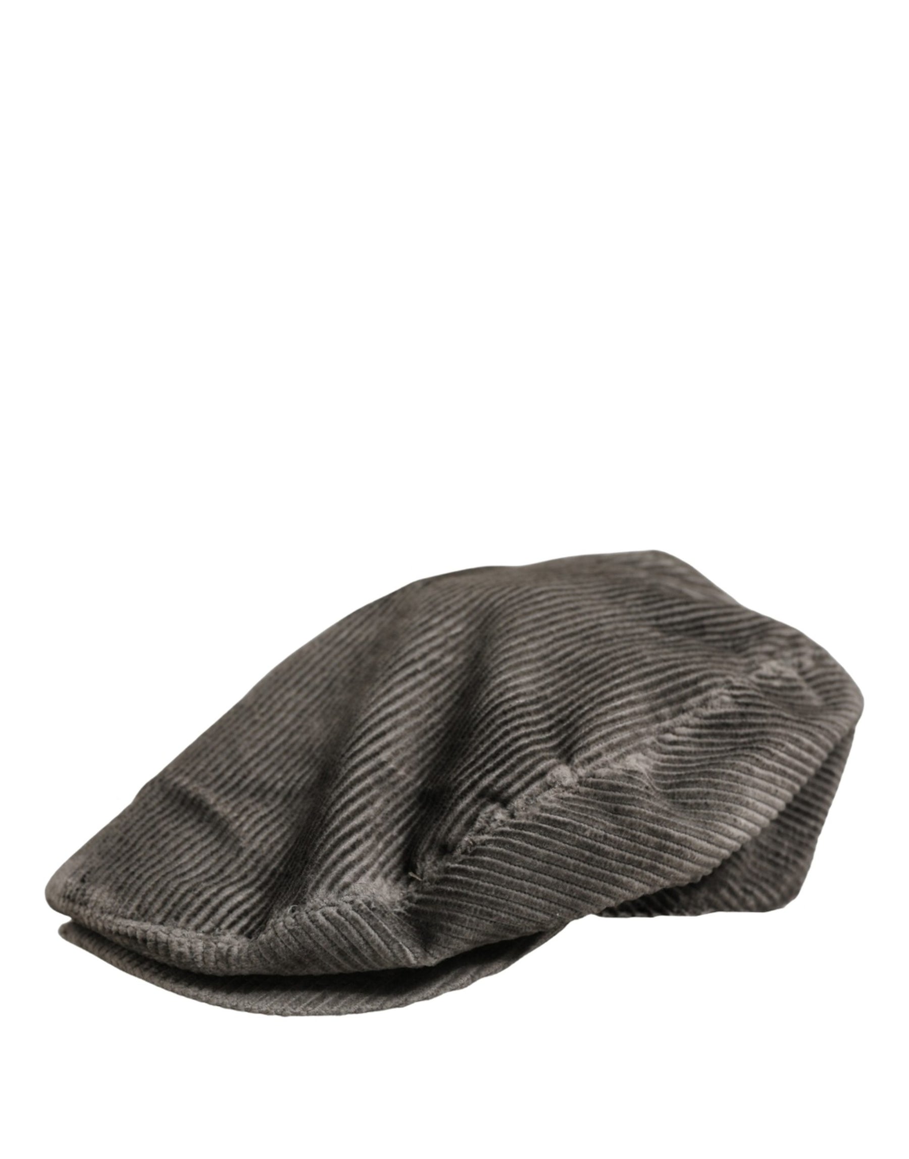 Dolce & Gabbana Men Grey Cotton Corduroy Cloth Newsboy Cap Hat | Regal Royce