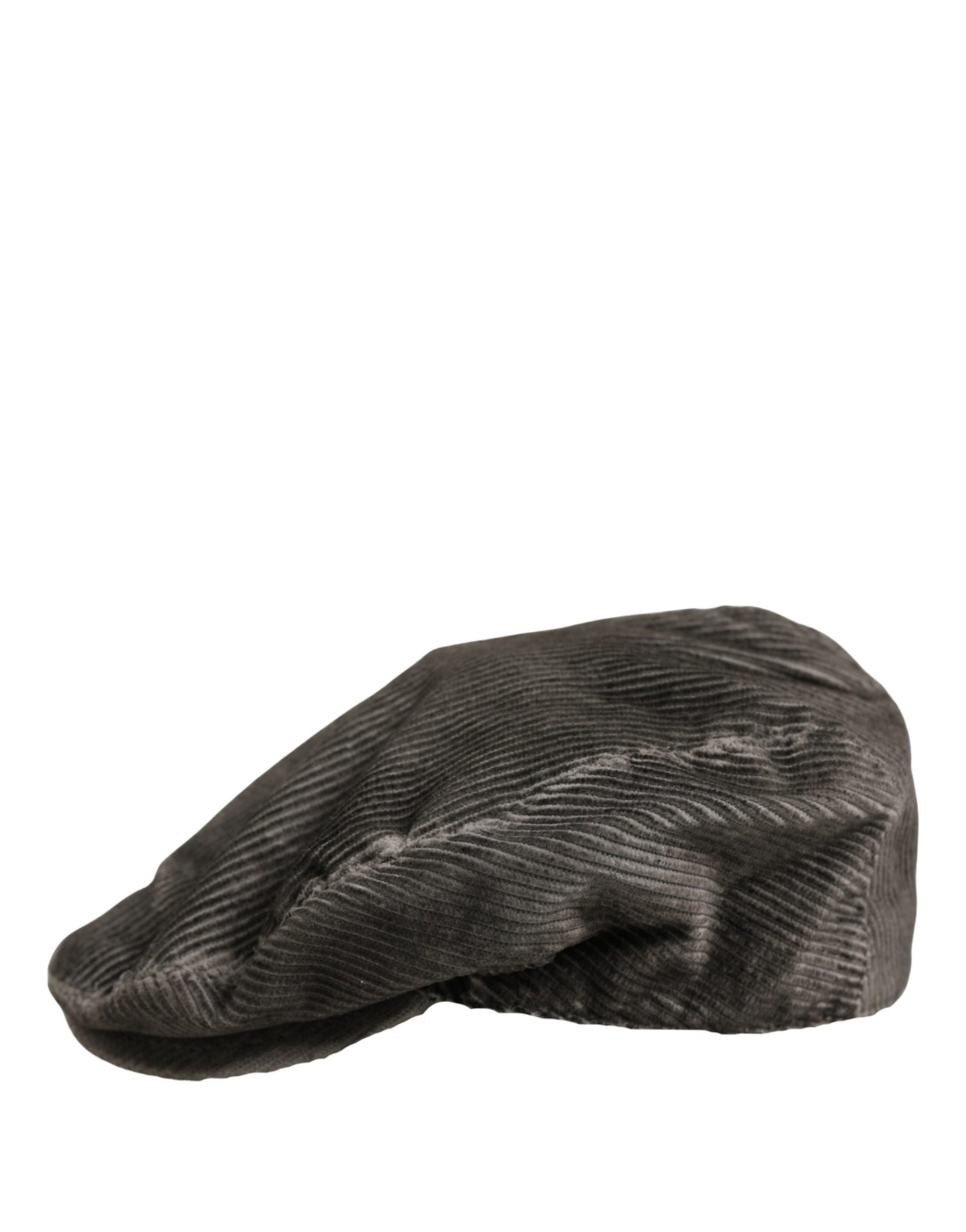 Dolce & Gabbana Men Grey Cotton Corduroy Cloth Newsboy Cap Hat | Regal Royce